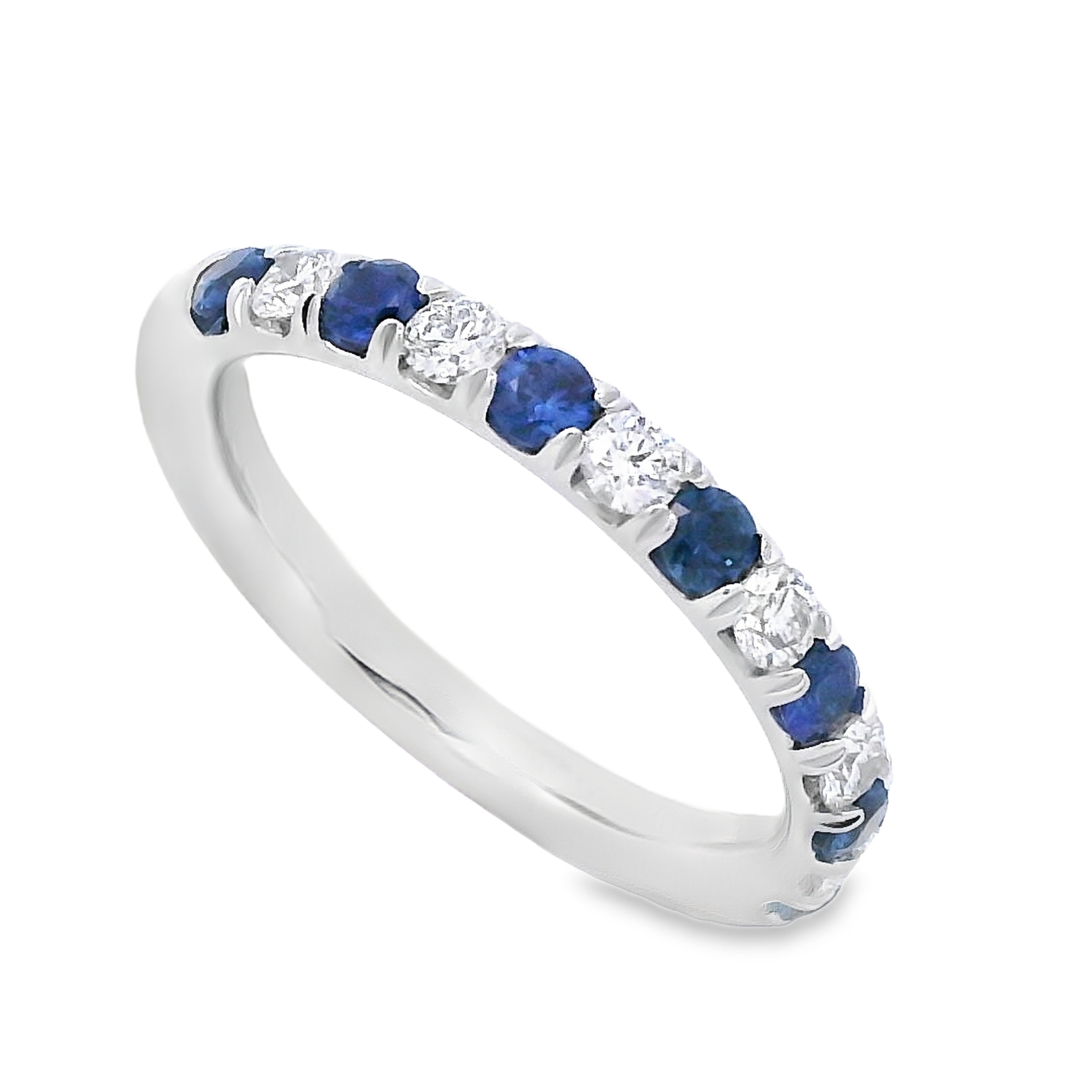Roman Jewelers Signature 14K White Gold Sapphire & Diamond Alternating Half Band