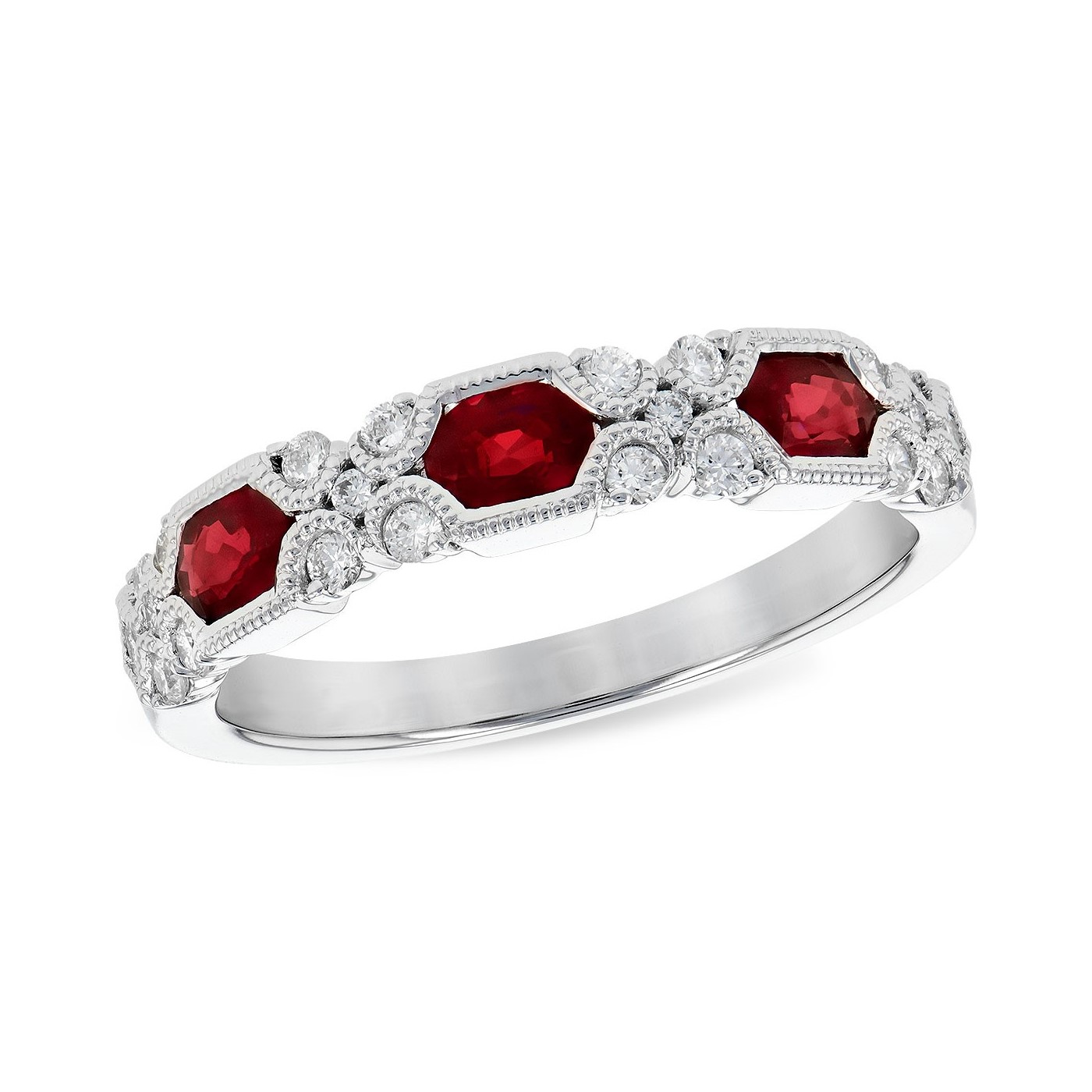 Allison Kaufman 14K White Gold Ruby and Diamond Ring