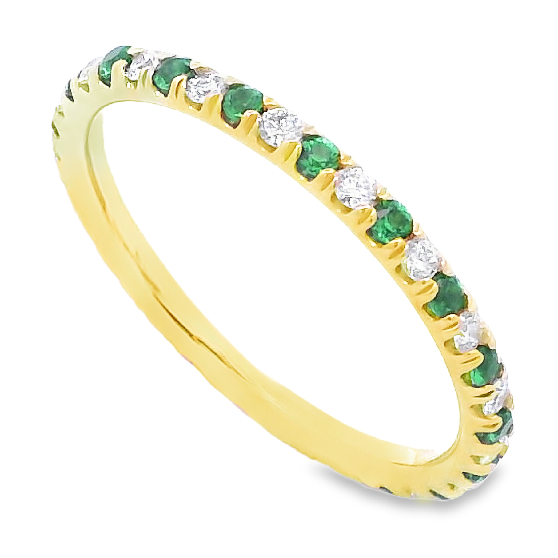 Roman Jewelers Signature 14K Yellow Gold Tsavorite & Diamond Eternity Band