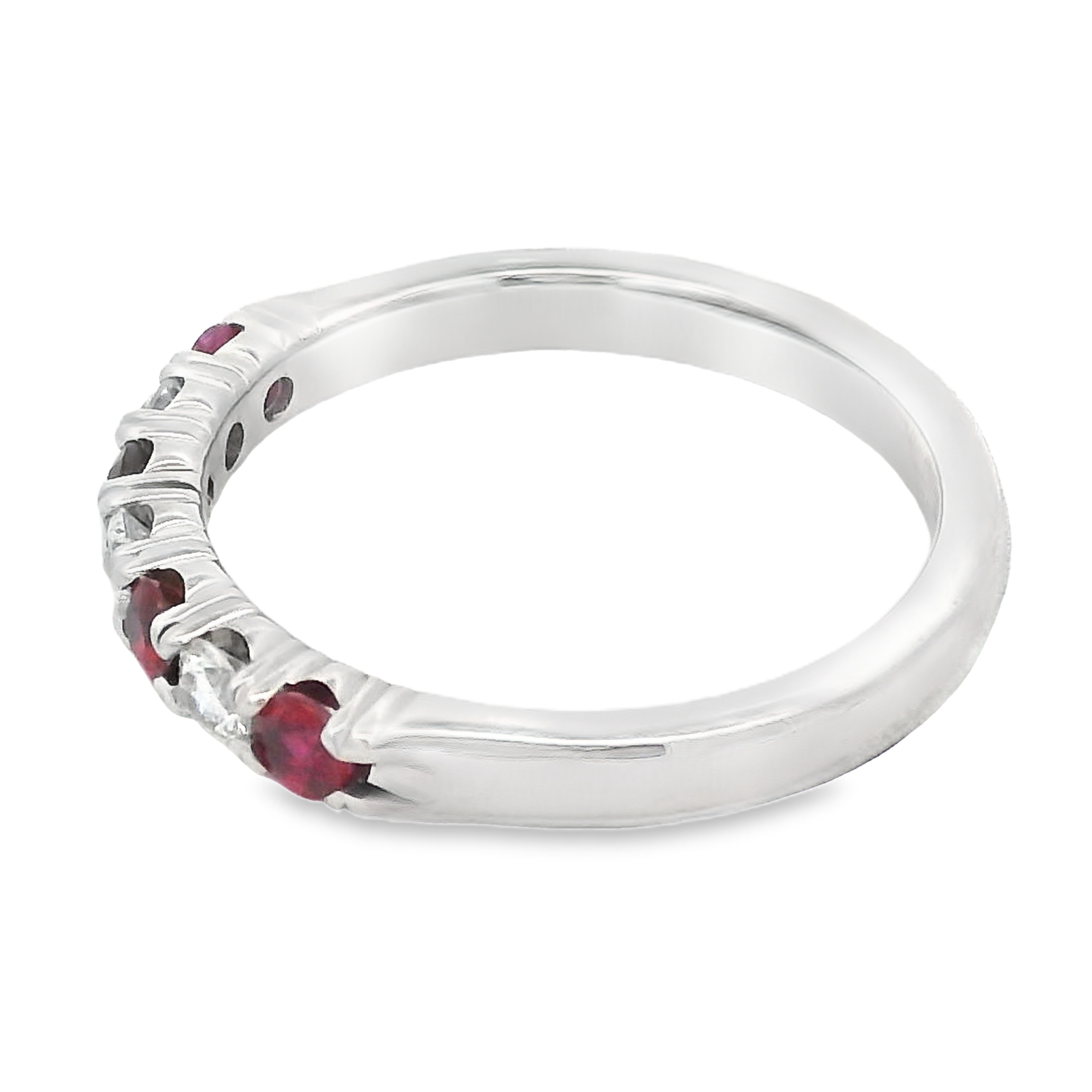 Romanza 14K White Gold Medium Ruby & Diamond 7-Stone Ring