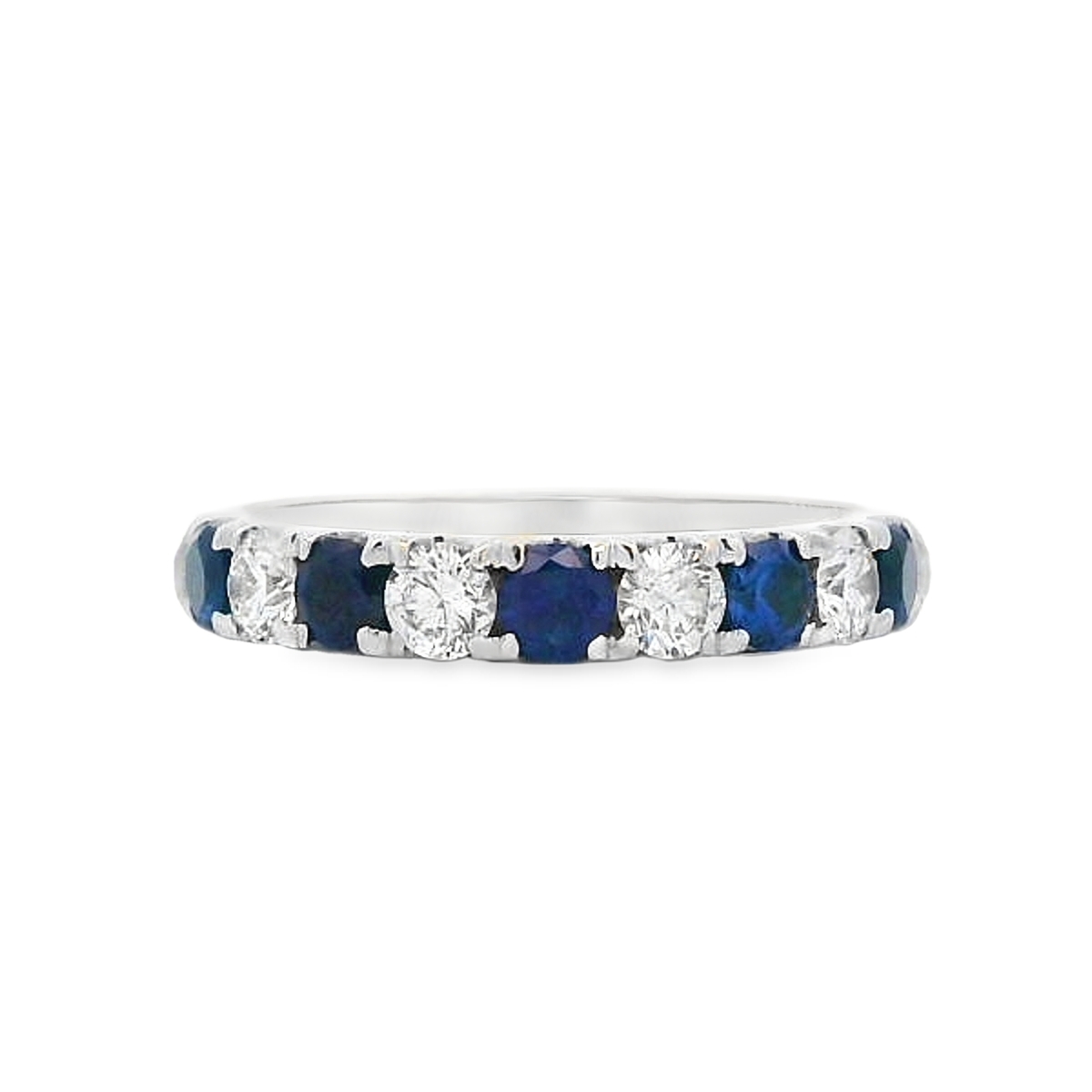 18K White Gold Alternating Sapphire & Diamond Anniversary Band