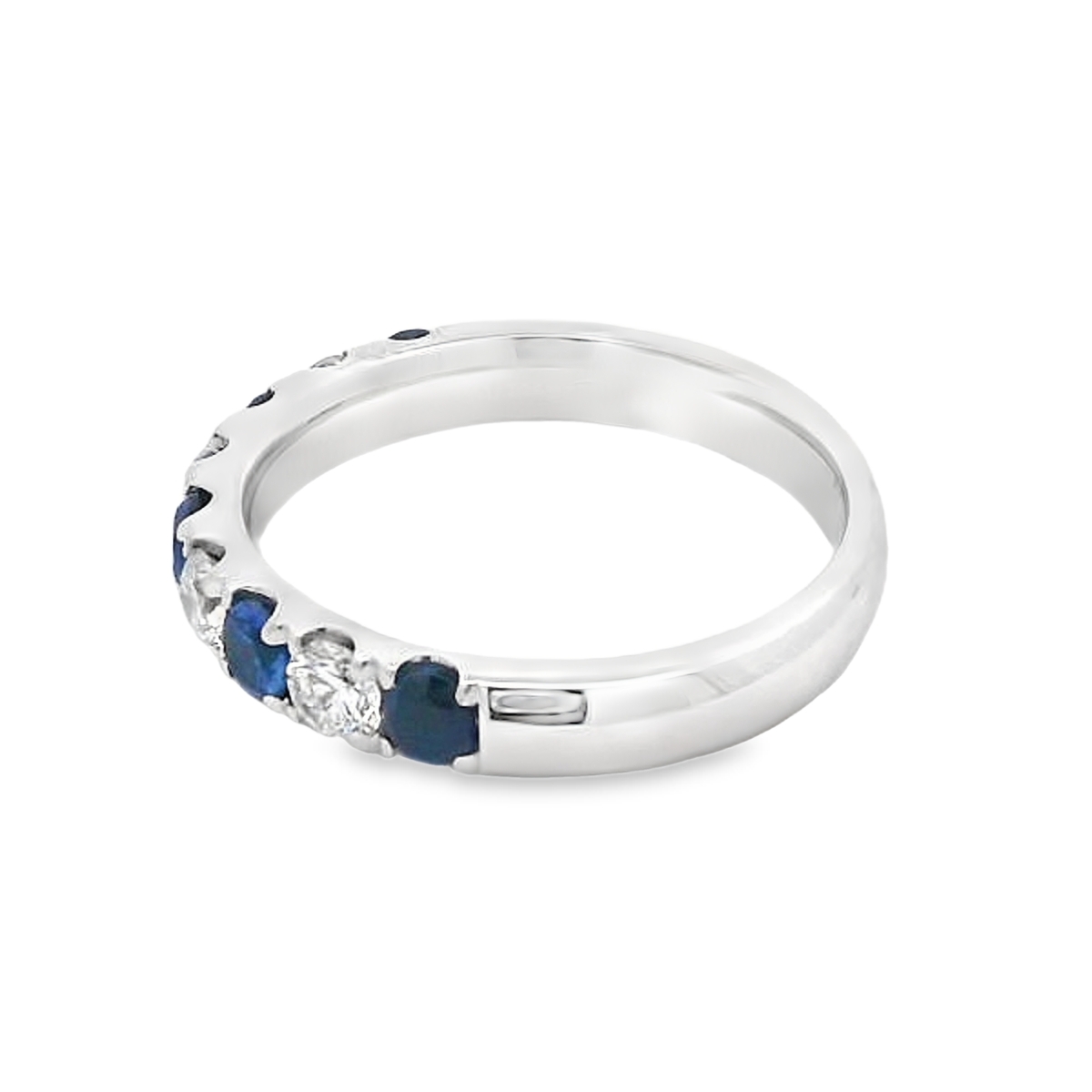 18K White Gold Alternating Sapphire & Diamond Anniversary Band