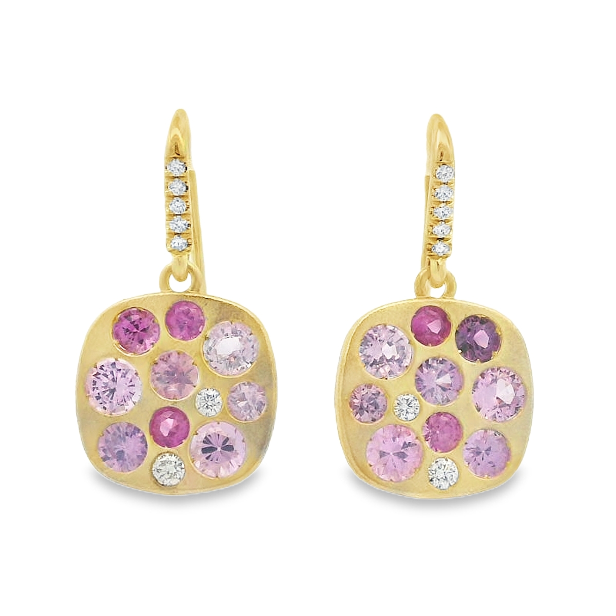 Lauren K 18K Yellow Gold Pink Sapphire & Diamond Giselle Dangling Earrings