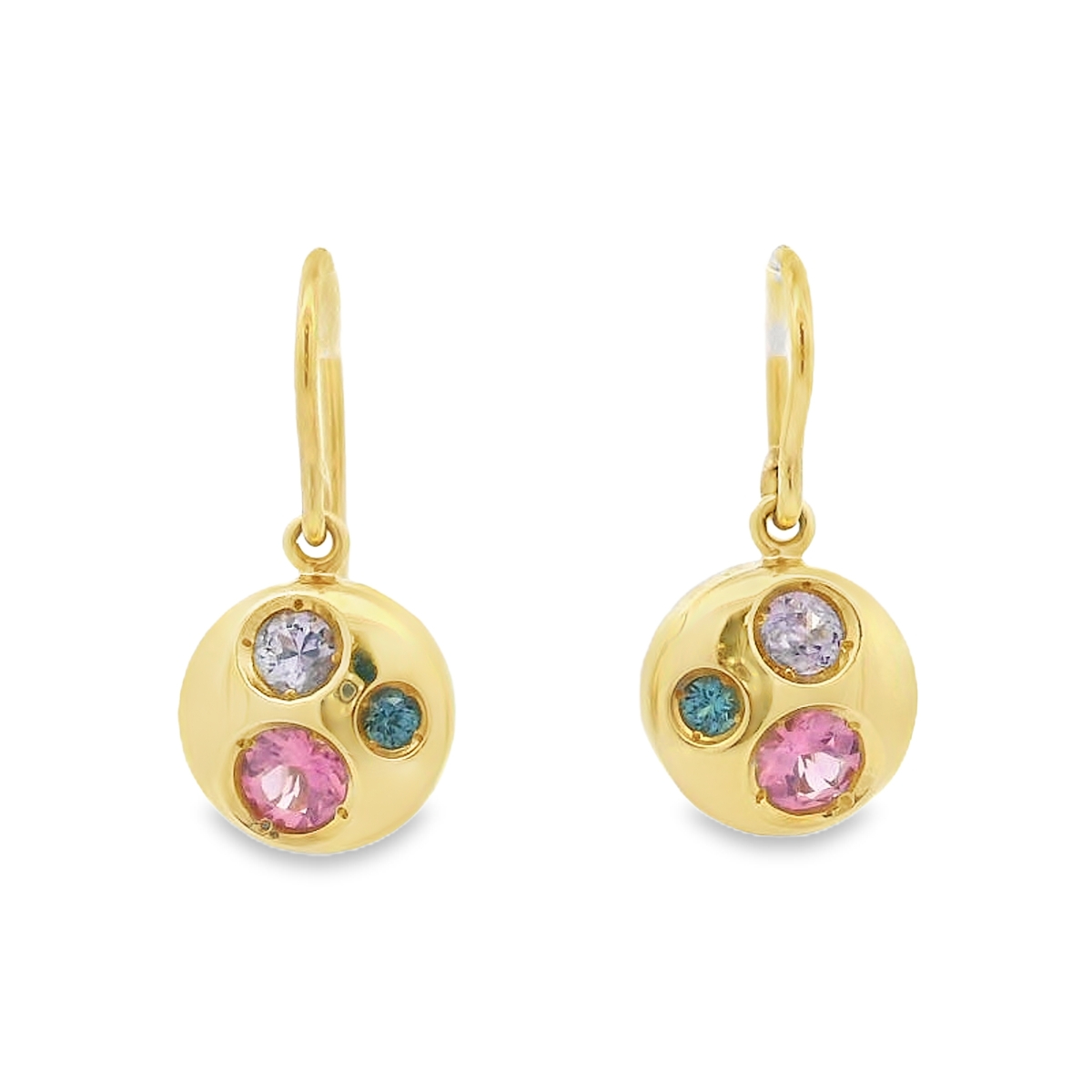 Lauren K 18K Yellow Gold Mulit-Gem Cluster Dangling Earrings