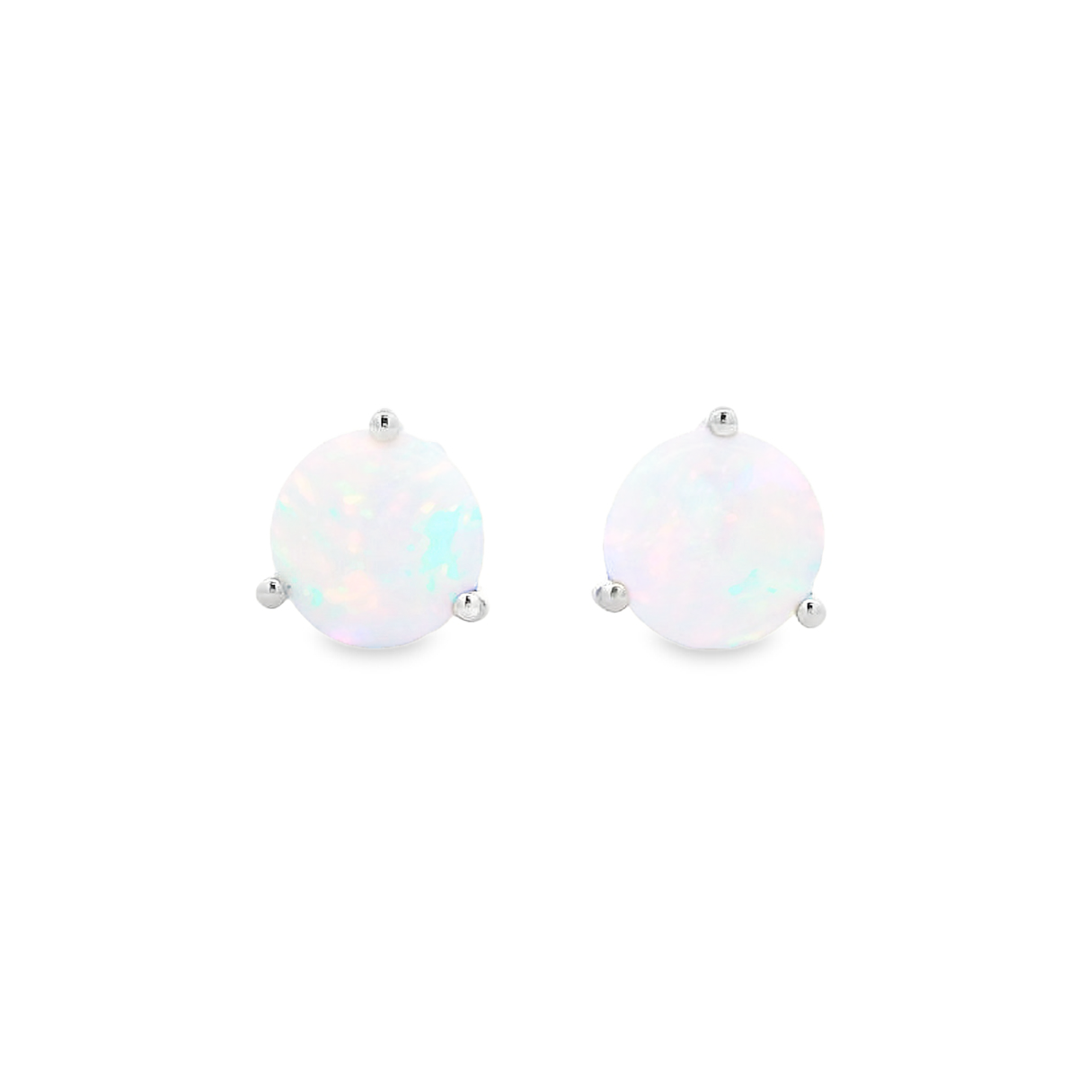 14K White Gold Opal Studs