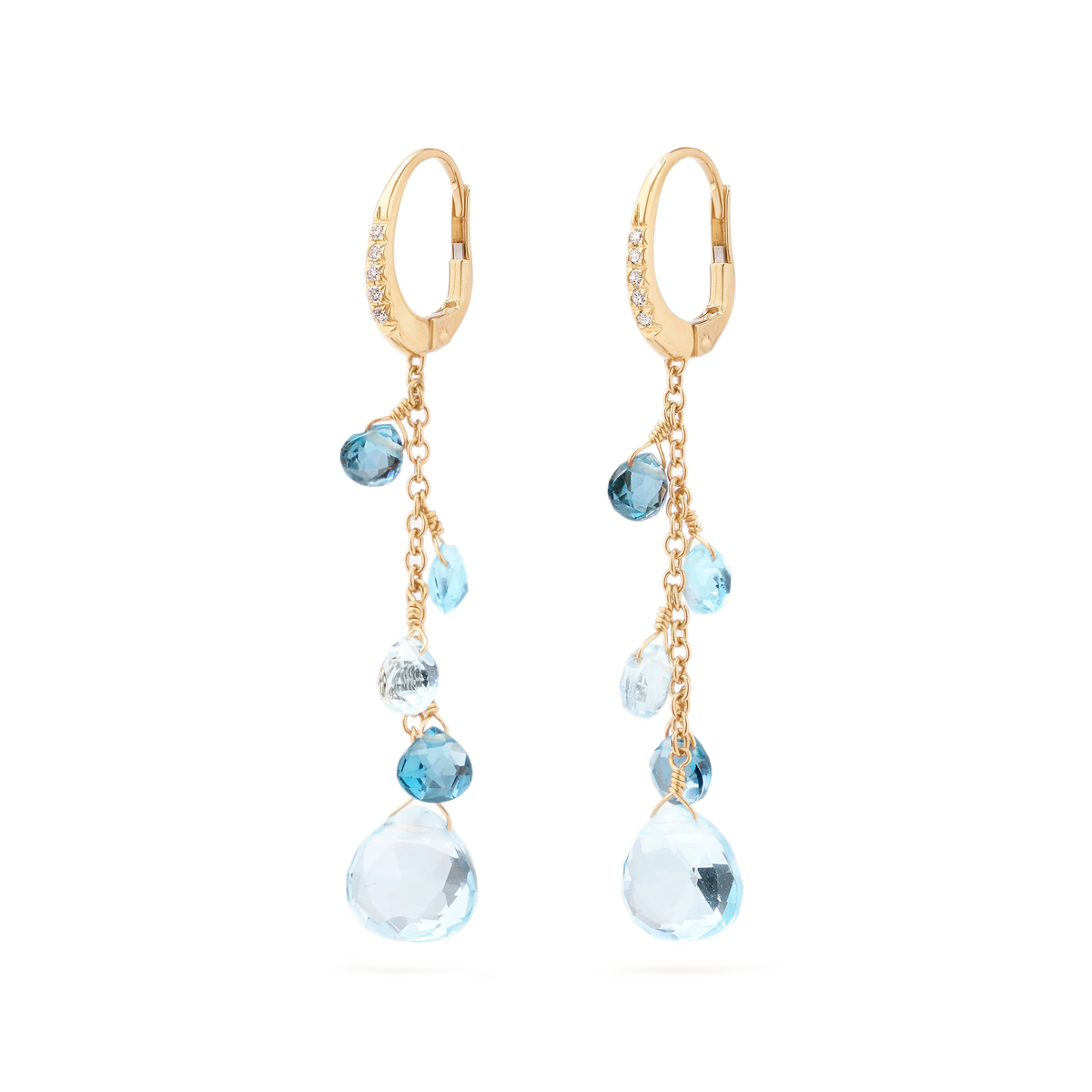 Marco Bicego 18K Yellow Gold Paradise Blue Topaz Single-Strand Earrings