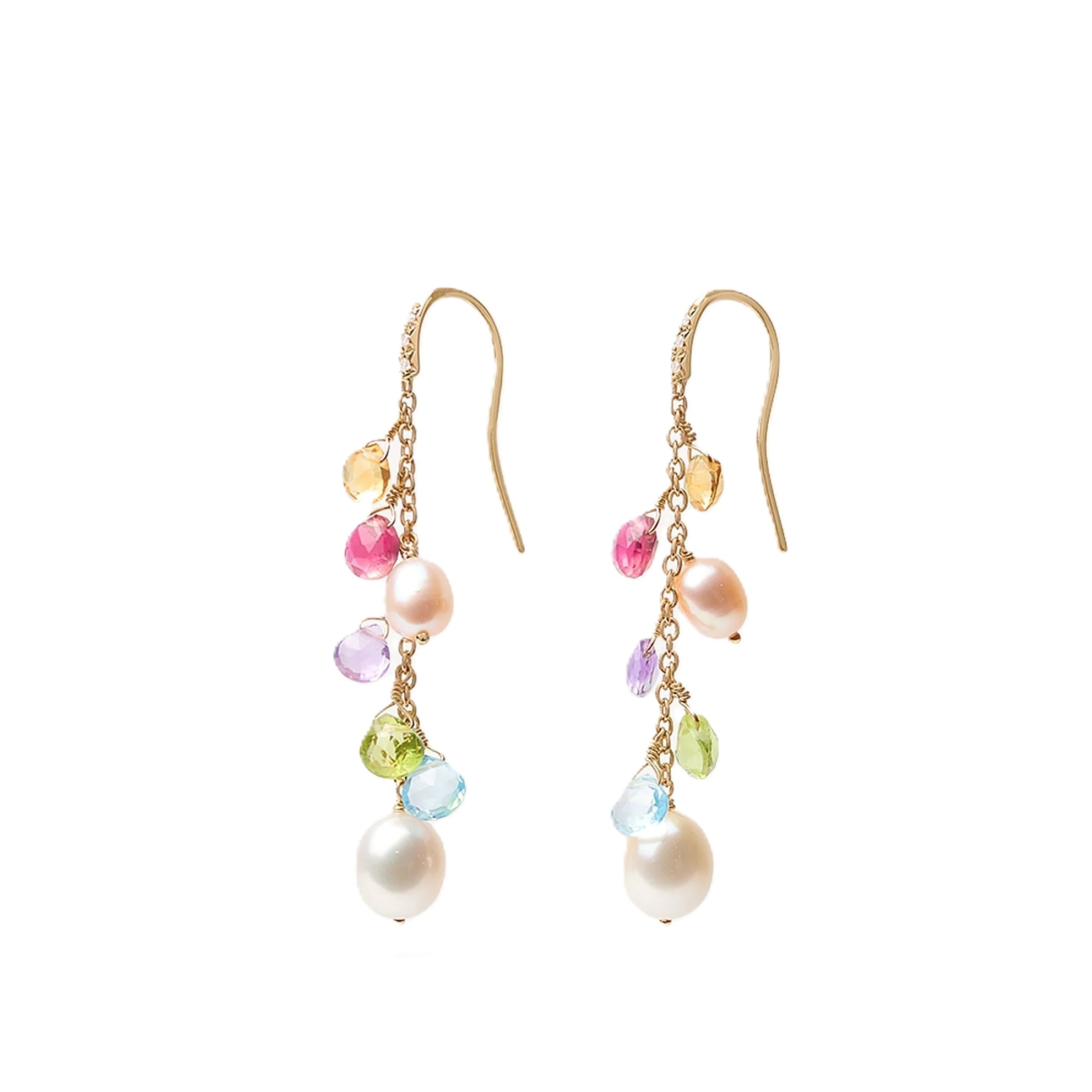 Marco Bicego 18K Yellow Gold Paradise Gemstone & Pearls Earrings