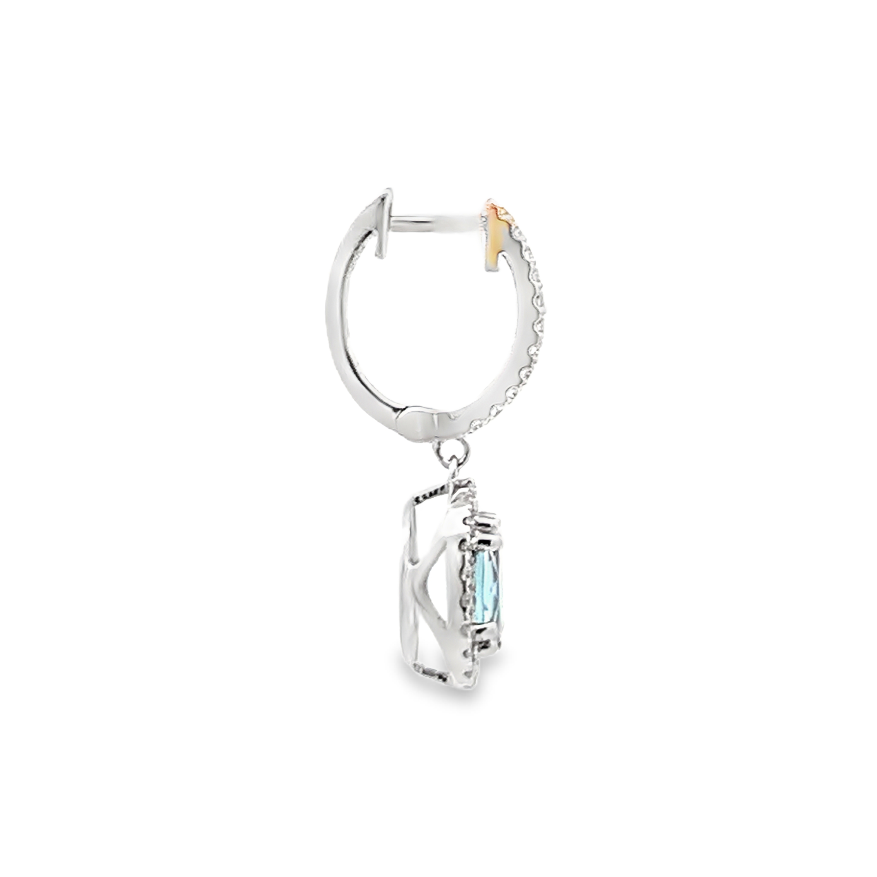 14K White Gold Aquamarine and Diamond Dangling Earrings