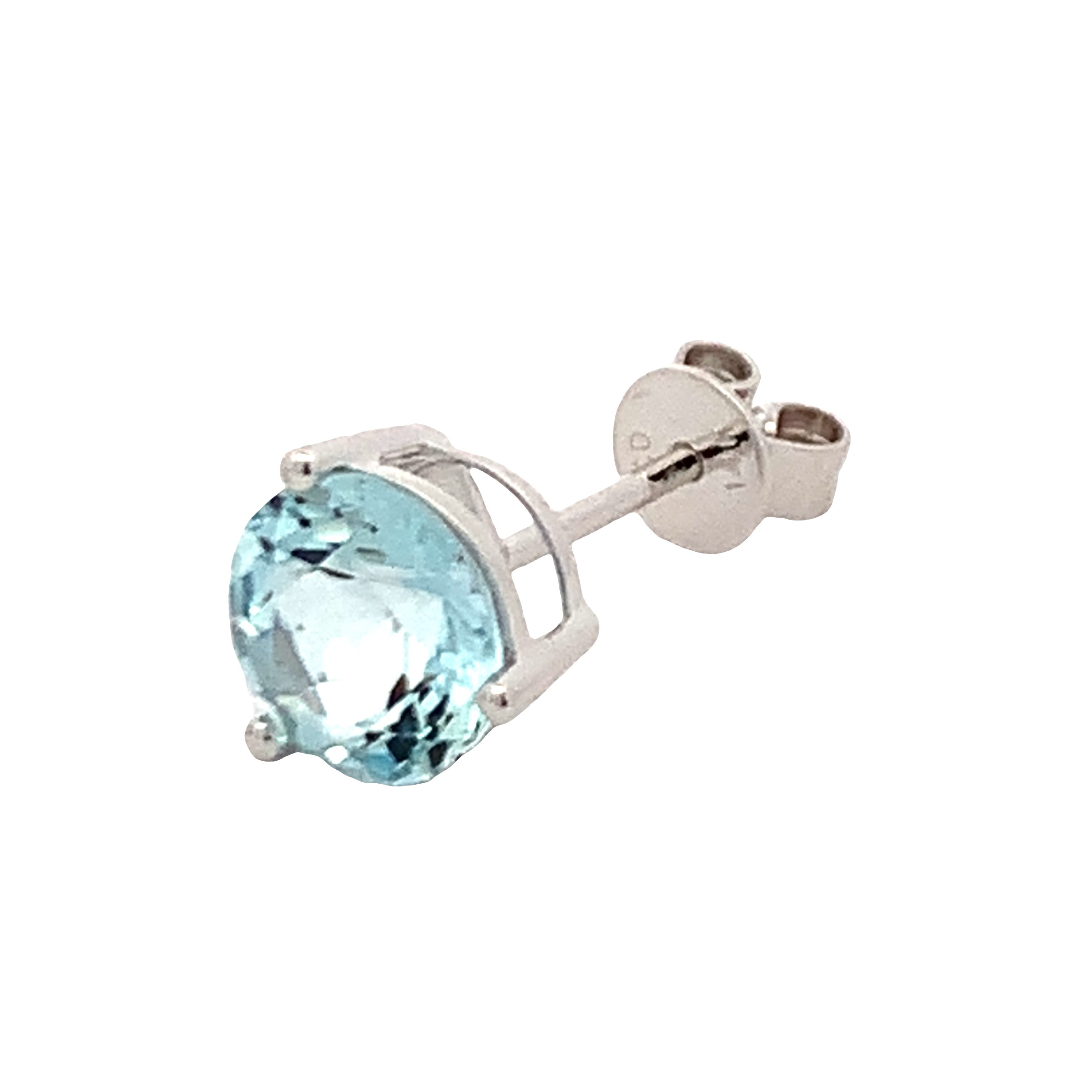 14K White Gold Aquamarine Stud Earrings