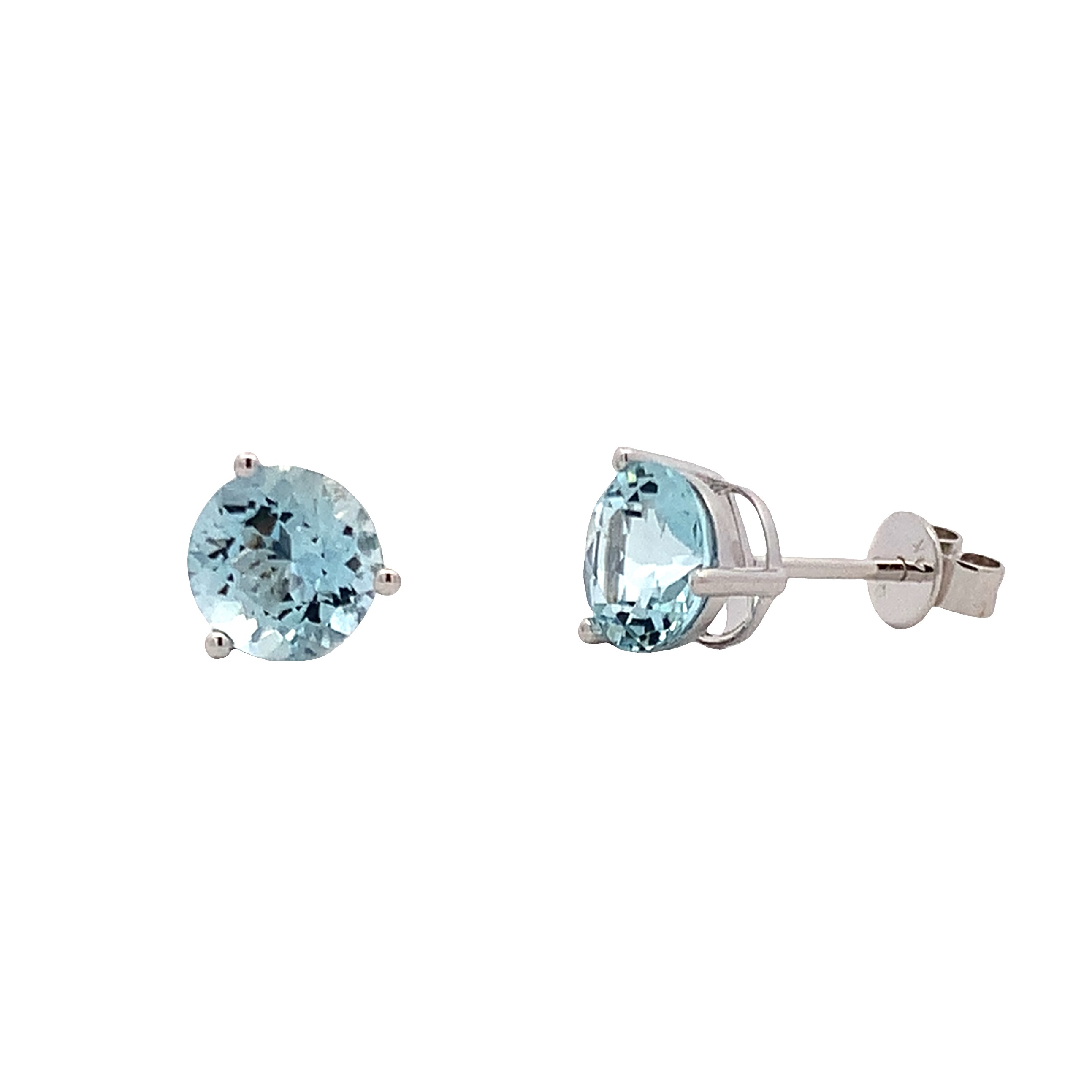 14K White Gold Aquamarine Stud Earrings