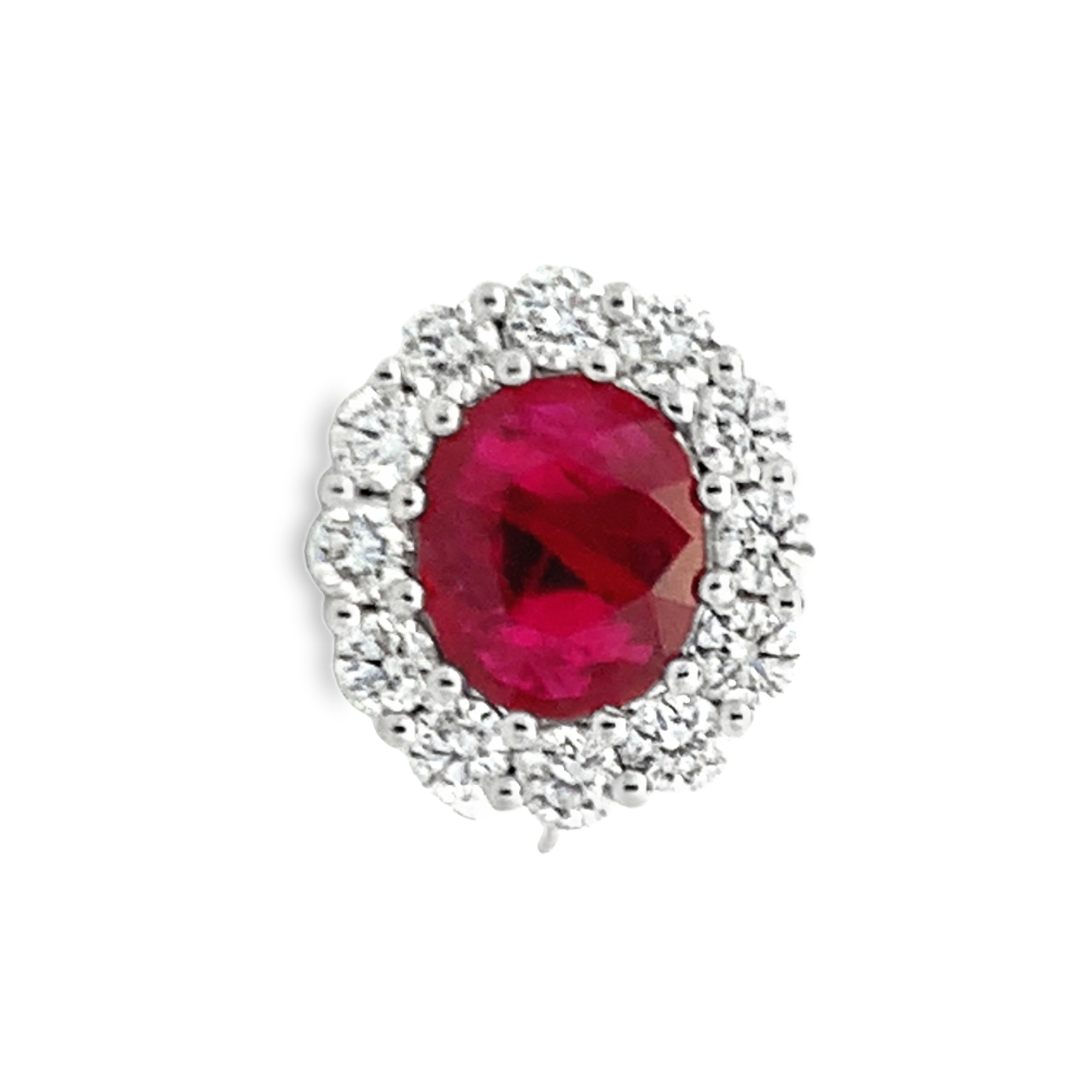 18K White Gold Ruby and Diamond Stud Earrings