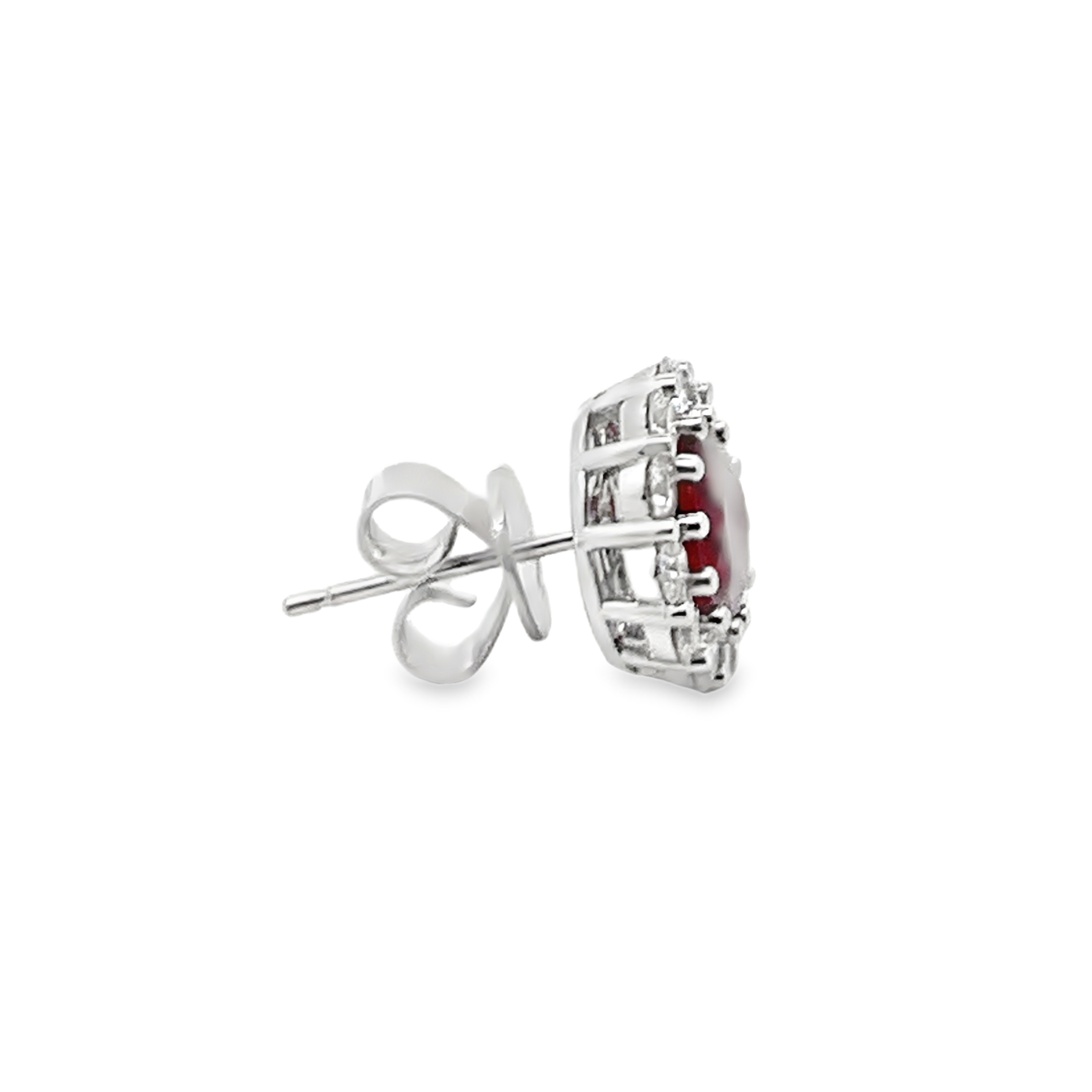 18K White Gold Ruby and Diamond Stud Earrings