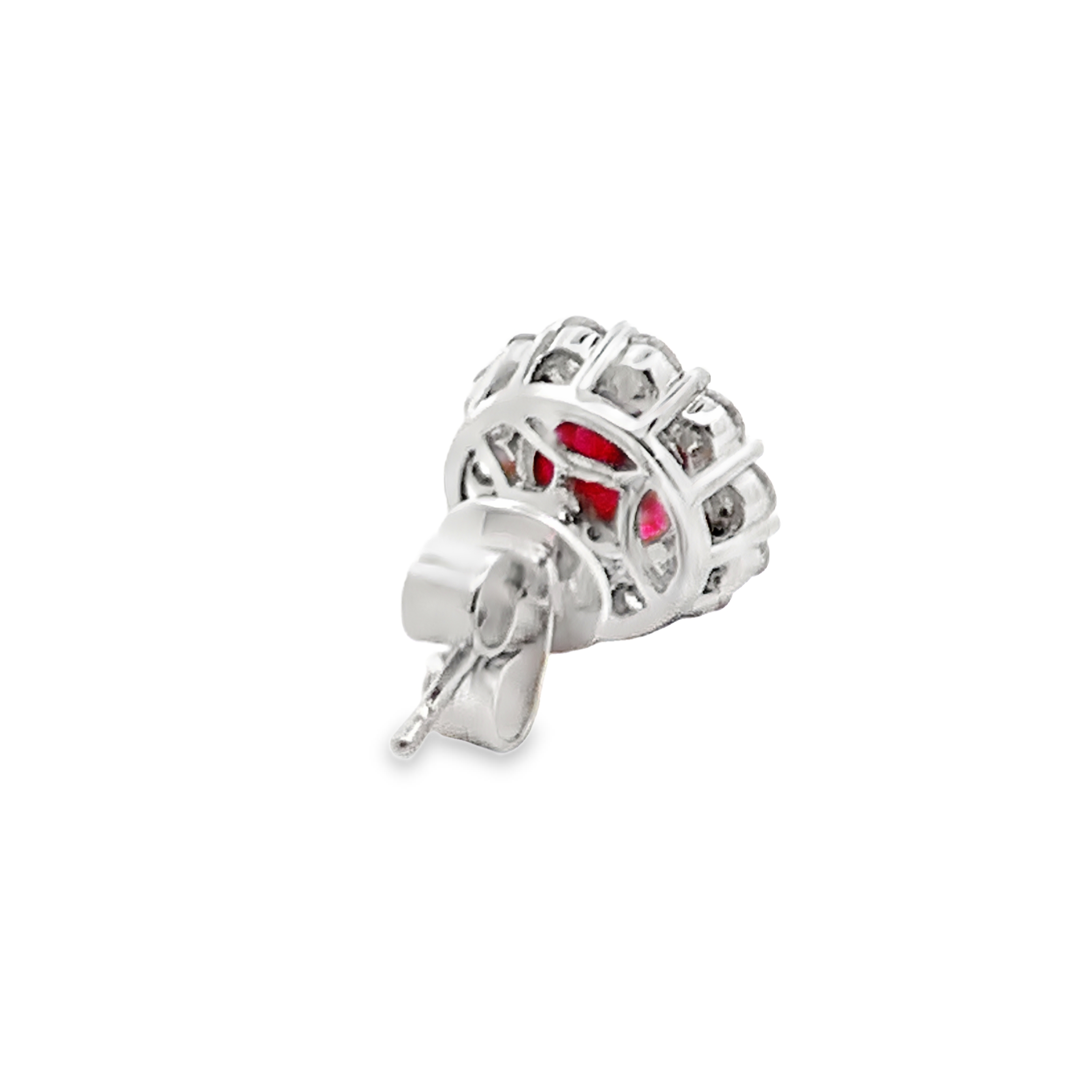 18K White Gold Ruby and Diamond Stud Earrings