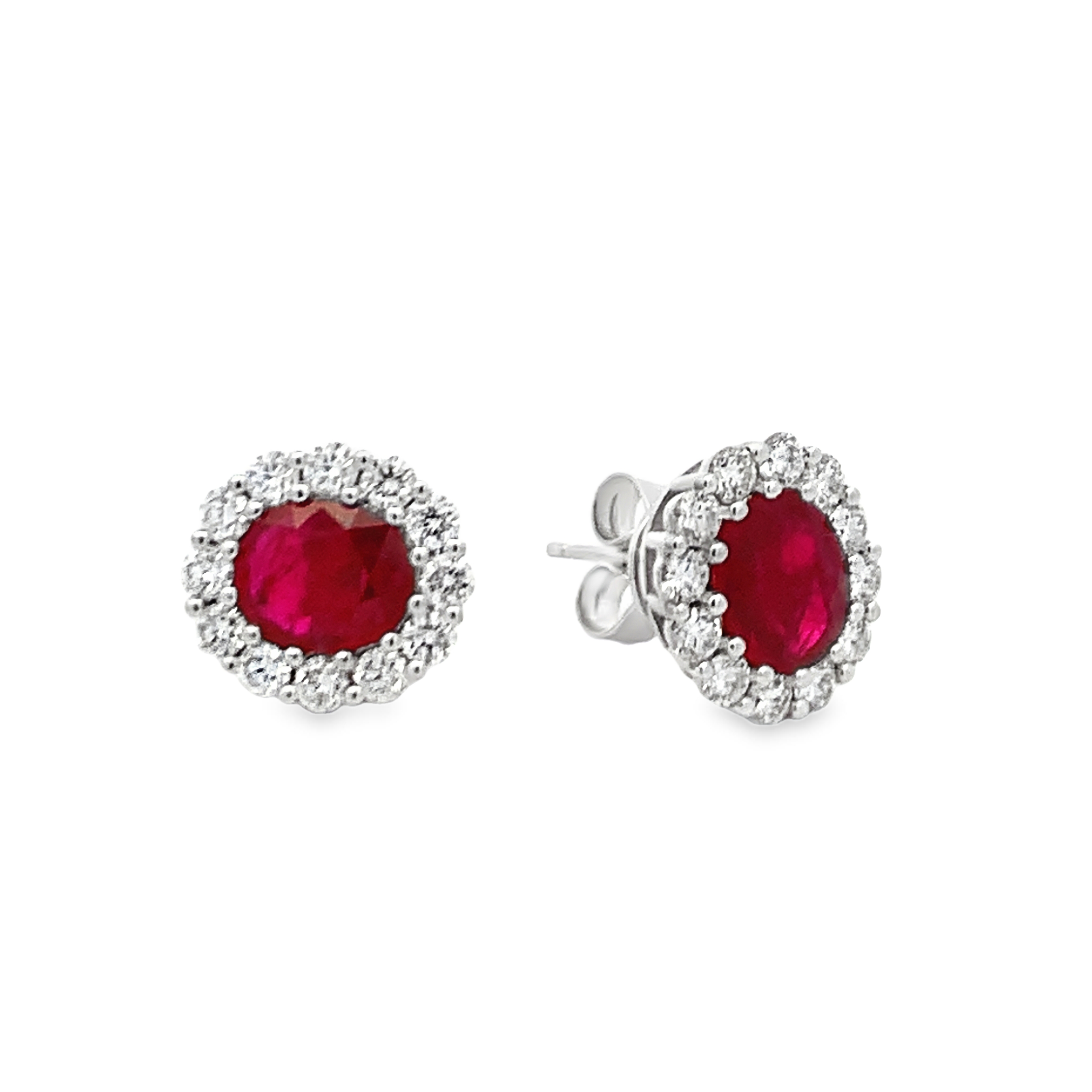 18K White Gold Ruby and Diamond Stud Earrings