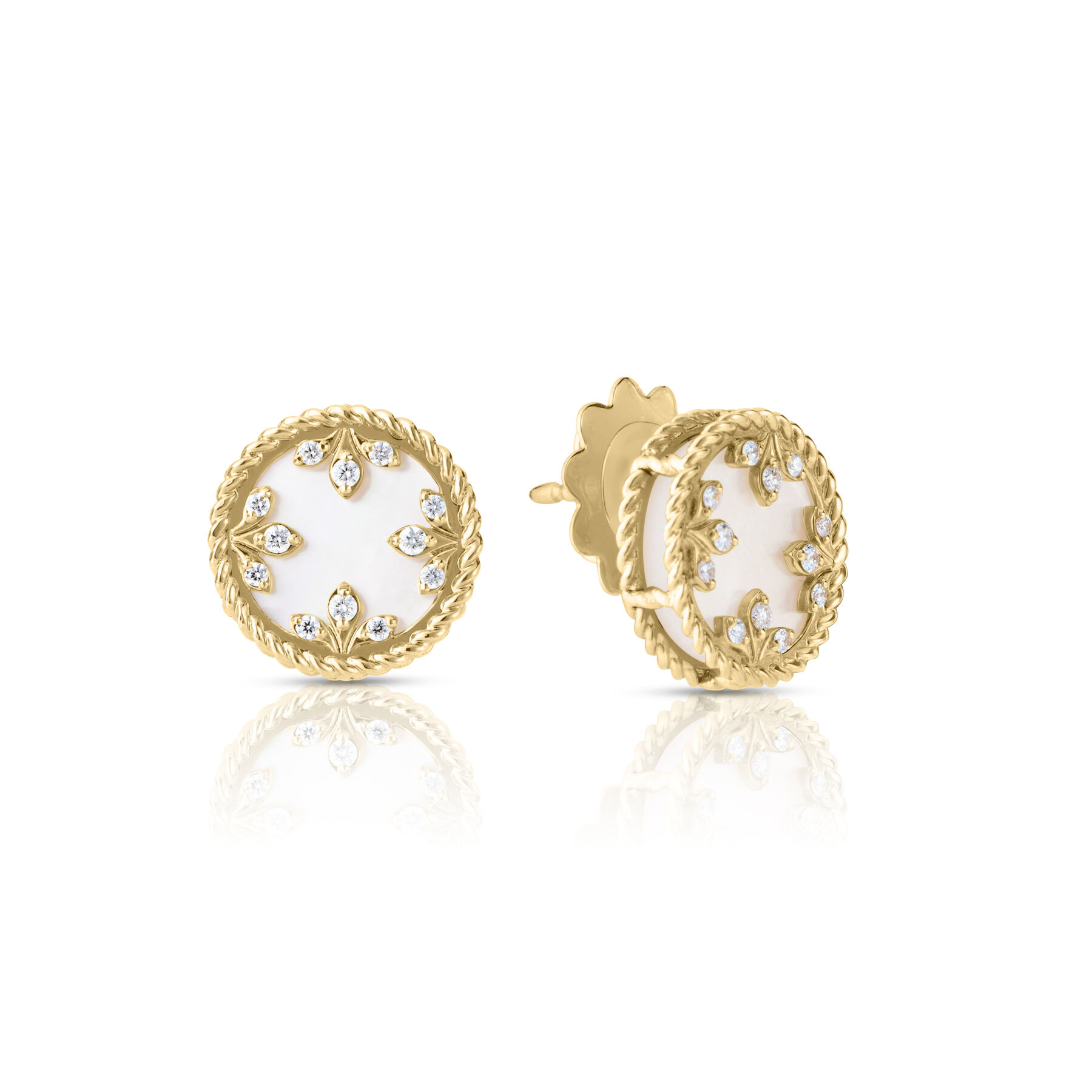 Roberto Coin 18 Karat Yellow Gold Venetian Medallions 12mm Small Stud Earrings