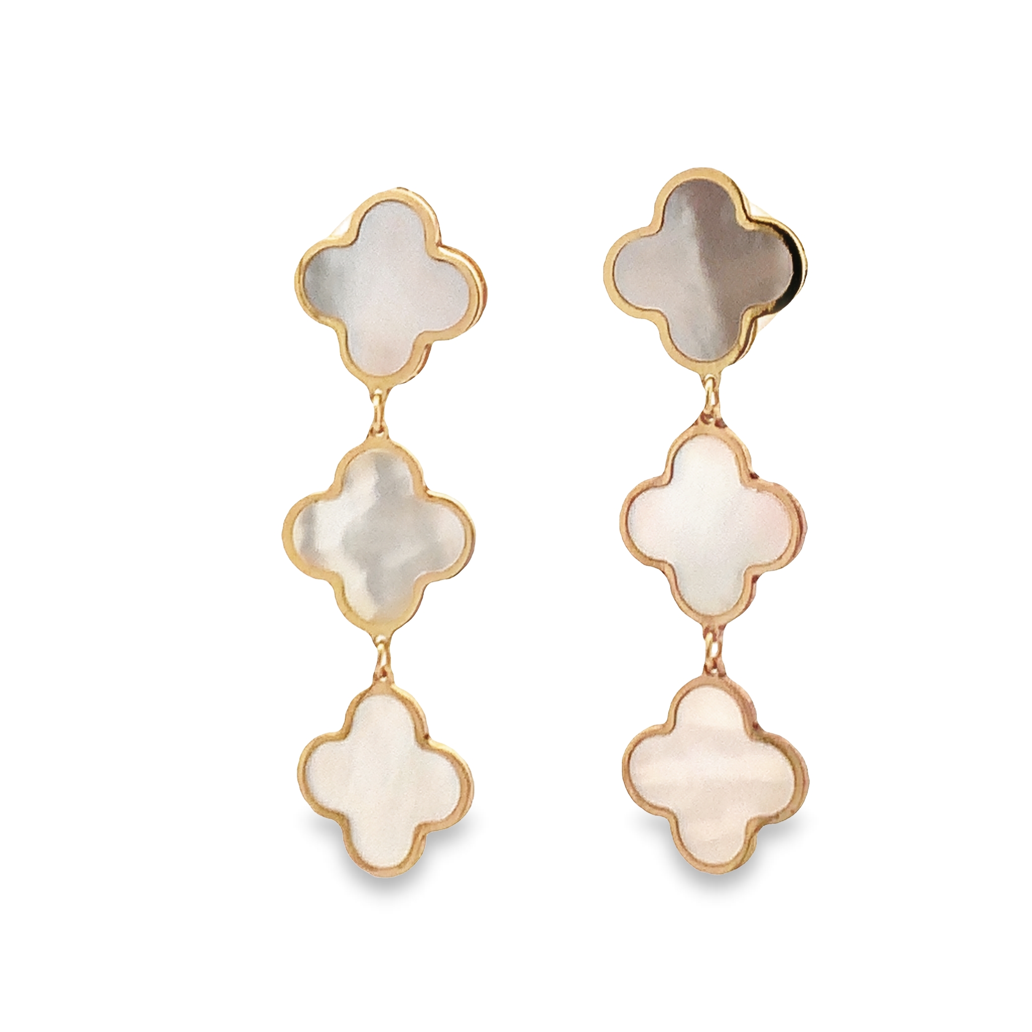 Mother of pearl clover earrings discount