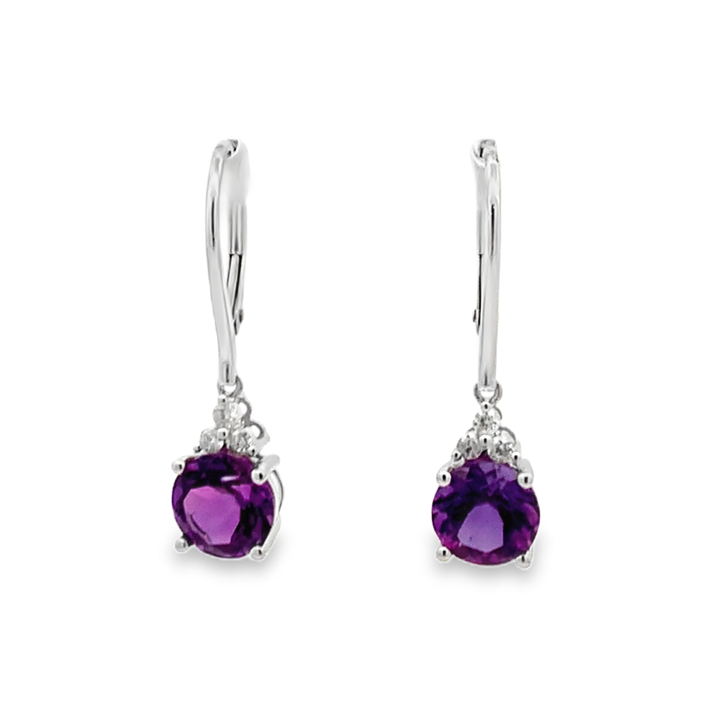 Amethyst and diamond earrings in 14k white gold sales