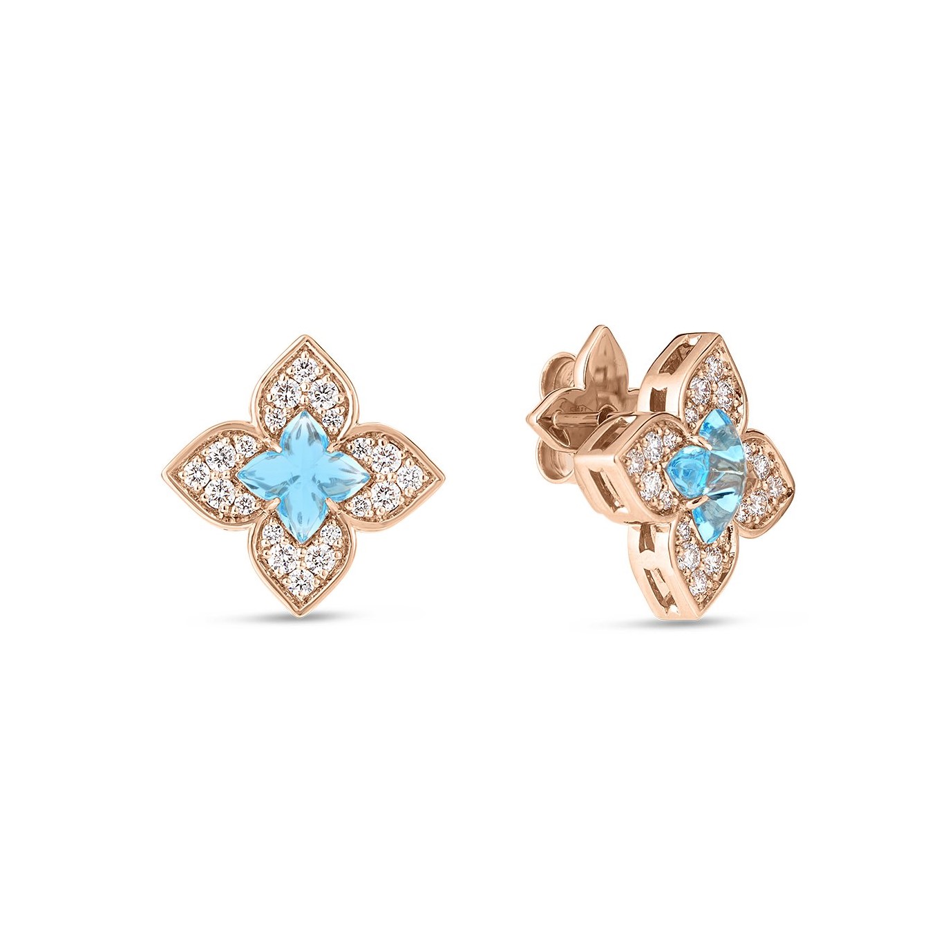Roberto Coin 18K Rose Gold Venetian Princess Carnival Blue Topaz Flower Studs