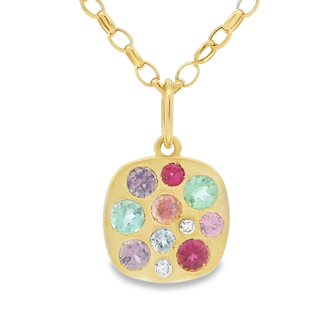 Lauren K 18K Yellow Gold Spinel & Tourmaline Square Giselle Pendant