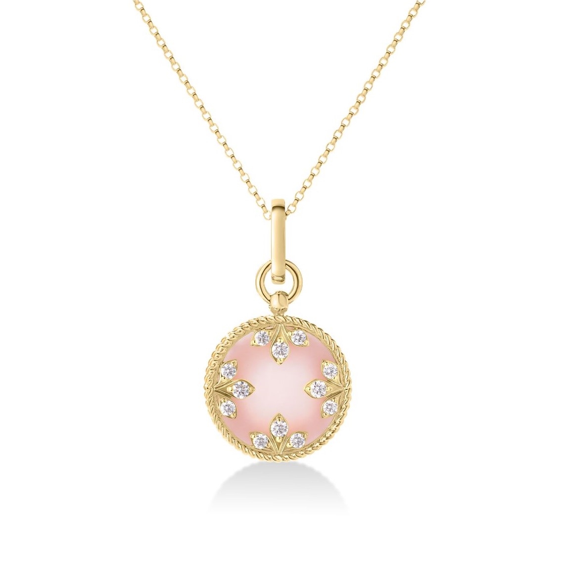 Roberto Coin 18K Yellow Gold Venetian Medallions Pink Opal & Diamond Pendant