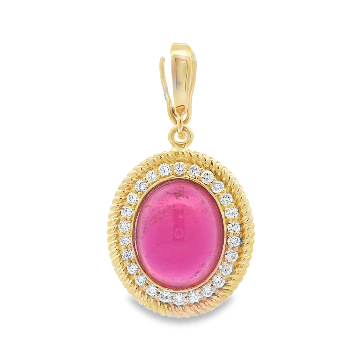 Rudolf Friedmann 14K Yellow Gold Pink Tourmaline & Diamond Medallion Pendant