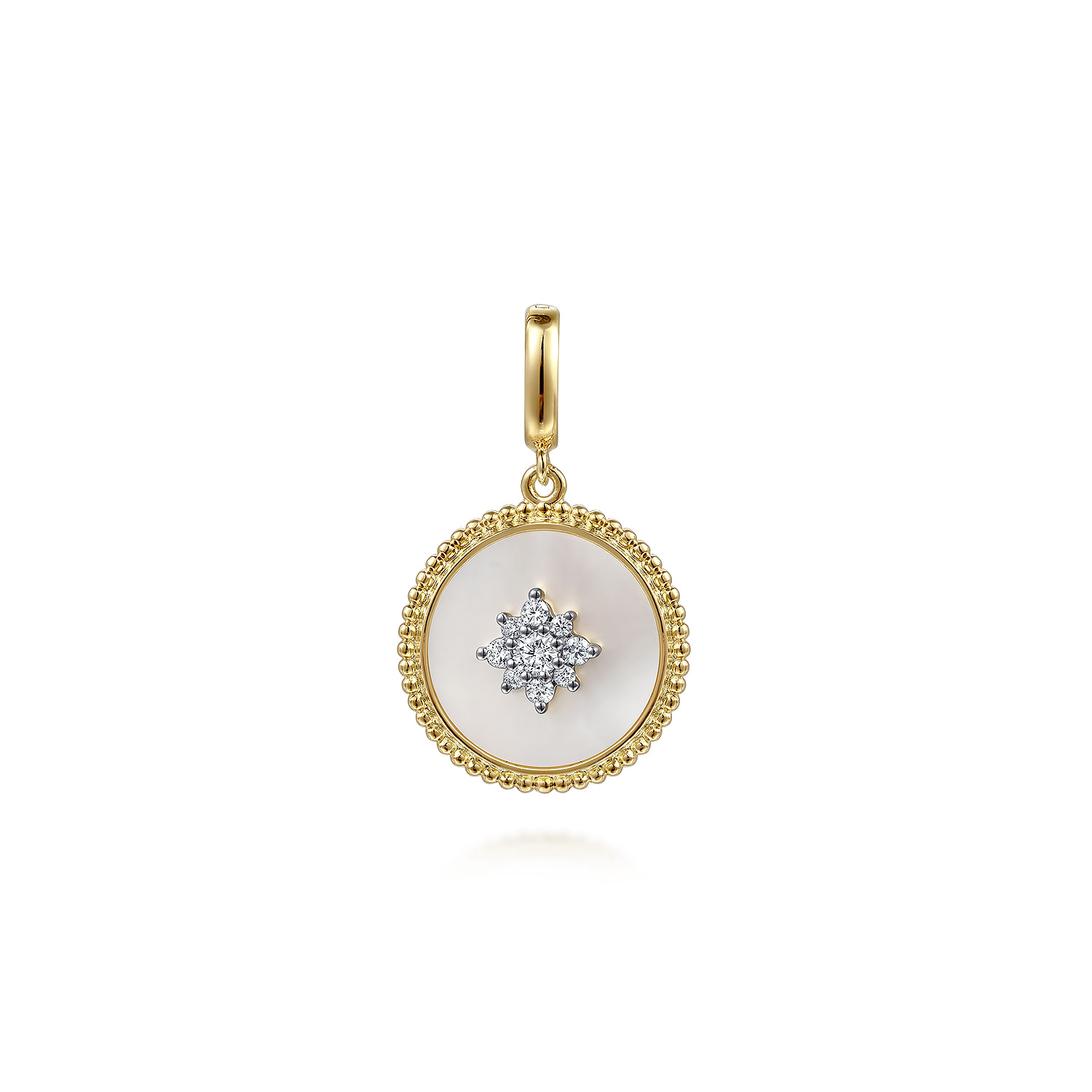 Gabriel & Co. 14K Yellow Gold Mother Of Pearl & Diamond Star Center Medallion