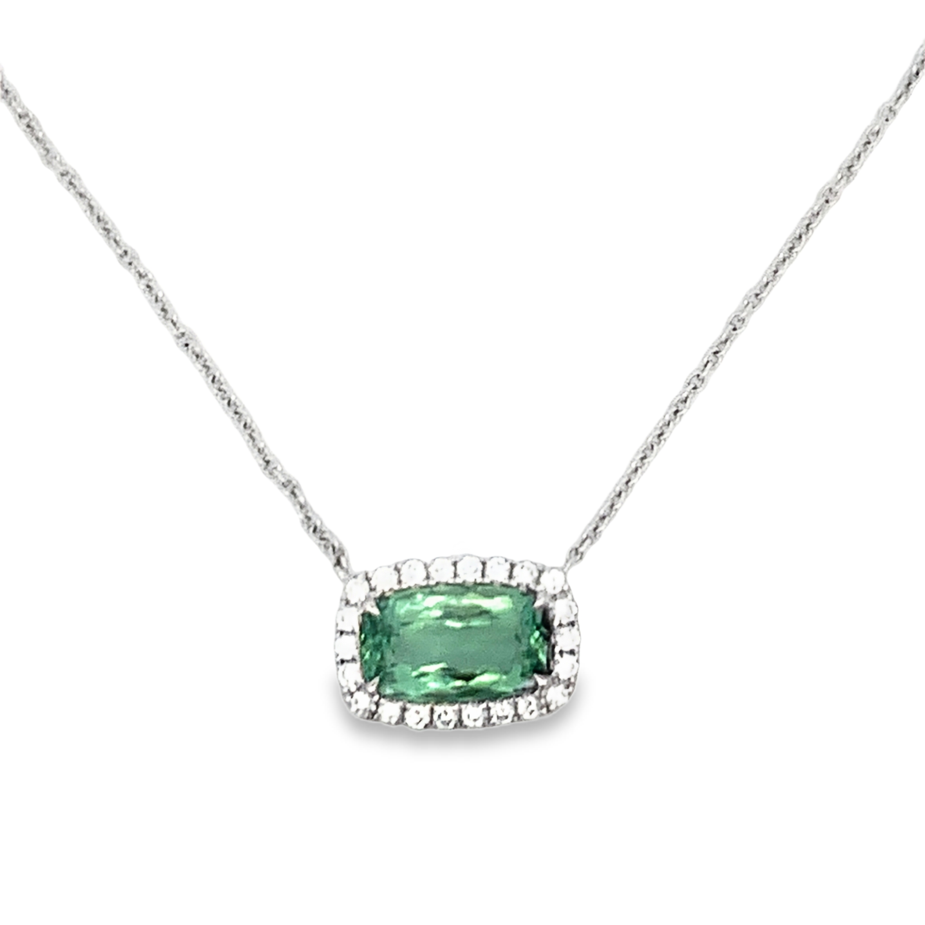 18K White Gold Green Tourmaline Pendant 18