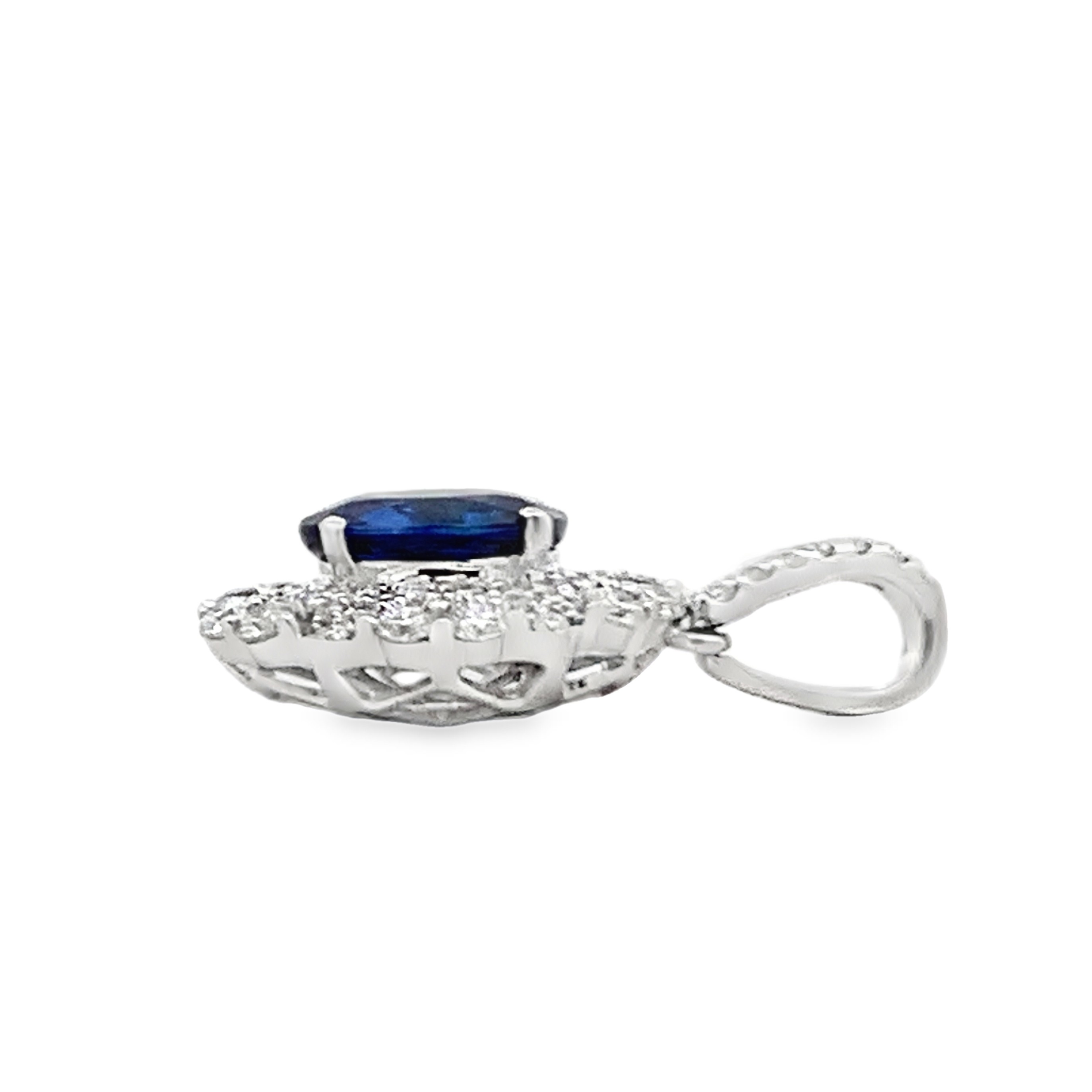 18K White Gold Sapphire and Diamond Pendant