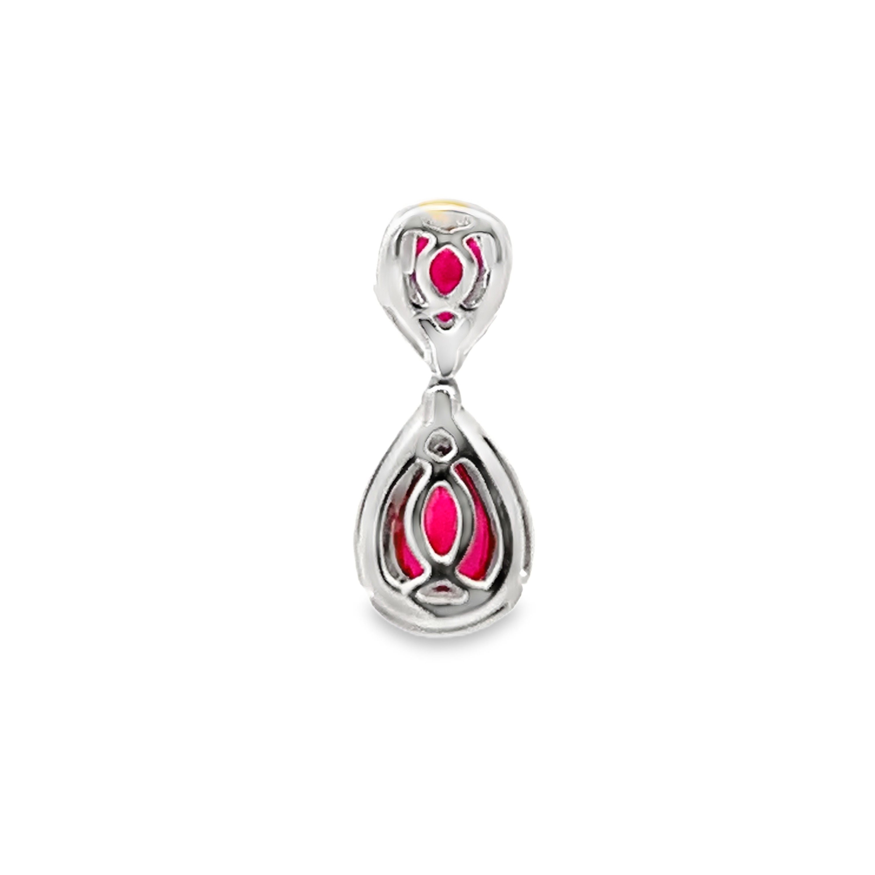 18K White Gold Ruby and Diamond Dangling Pendant