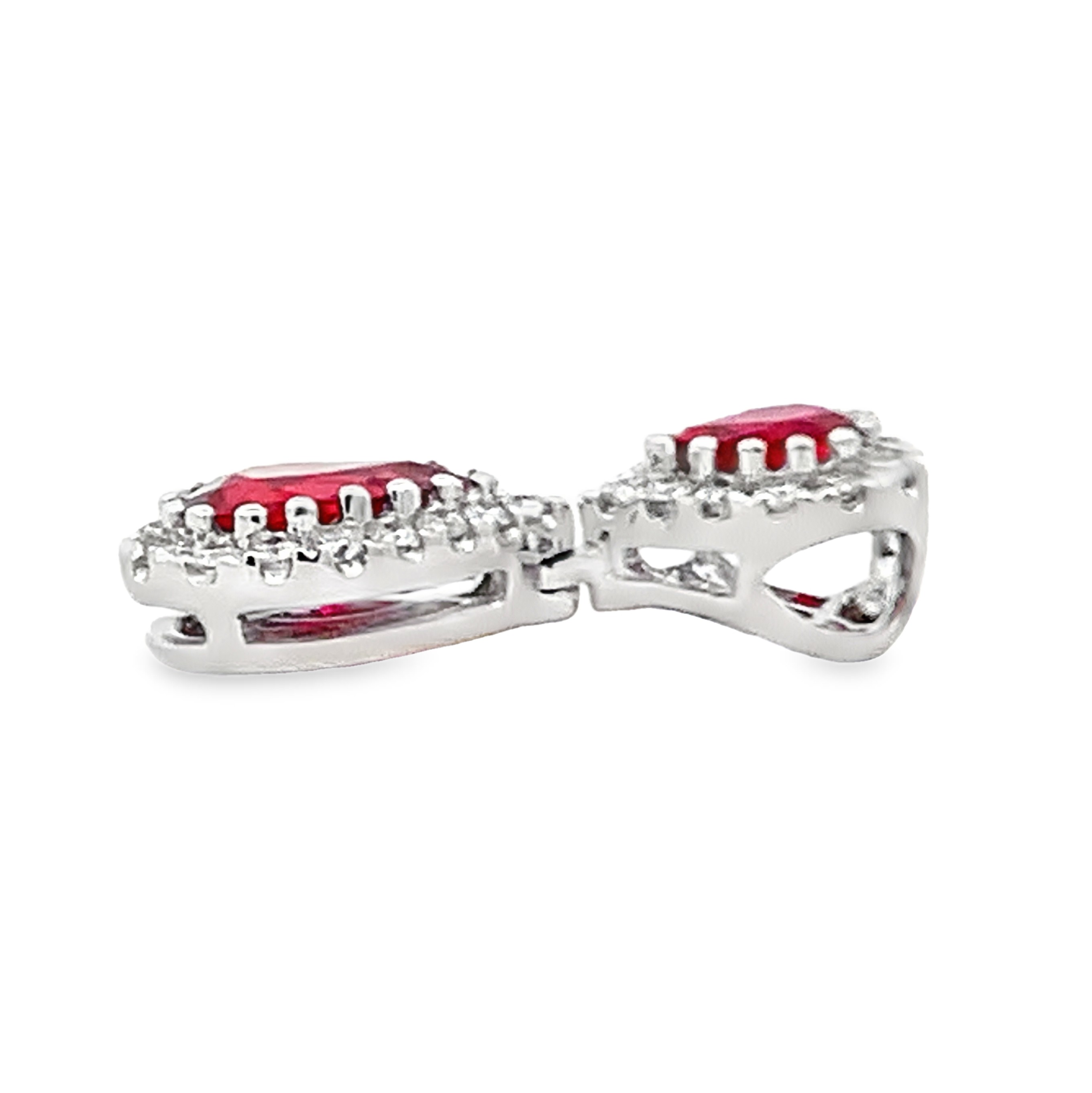 18K White Gold Ruby and Diamond Dangling Pendant