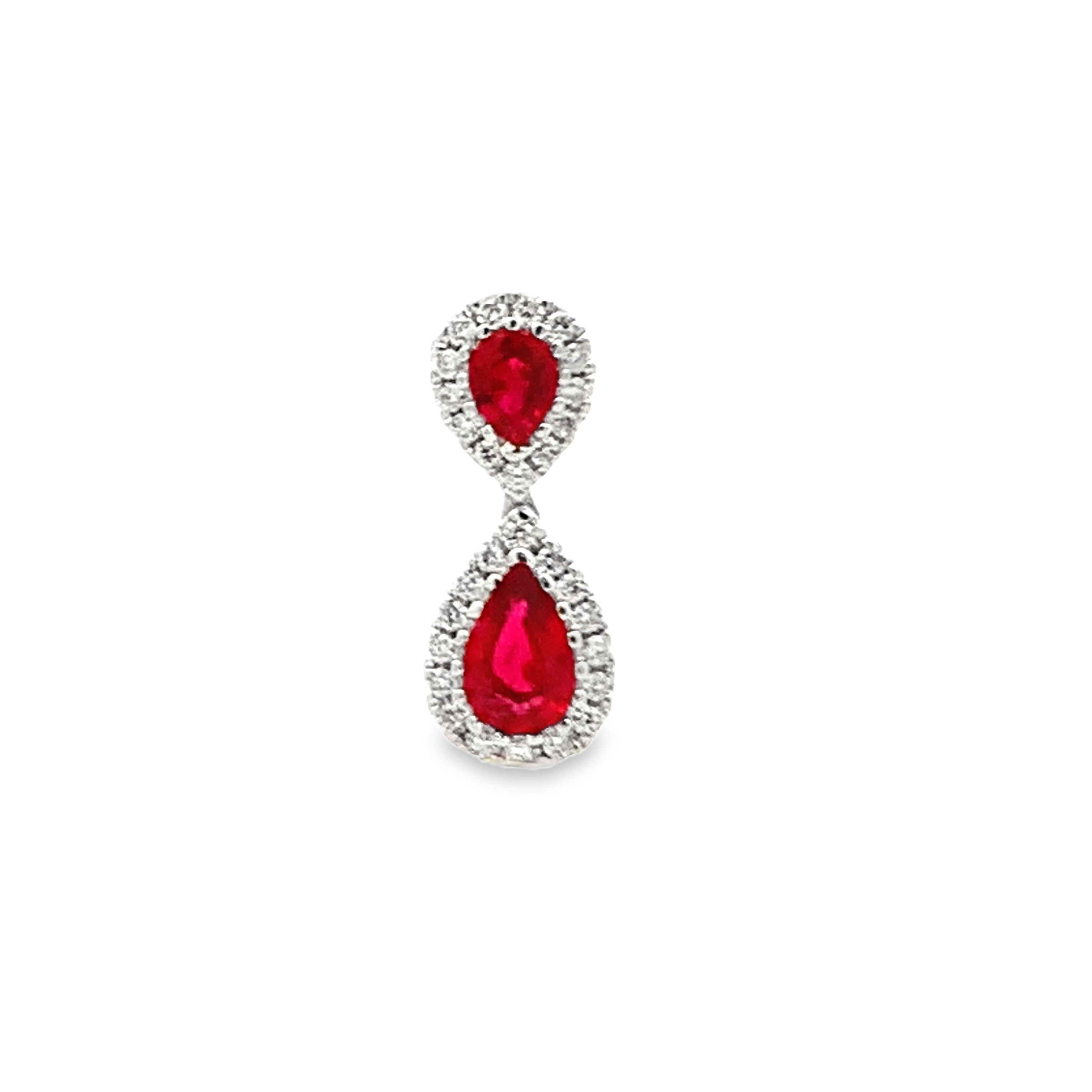 18K White Gold Ruby and Diamond Dangling Pendant