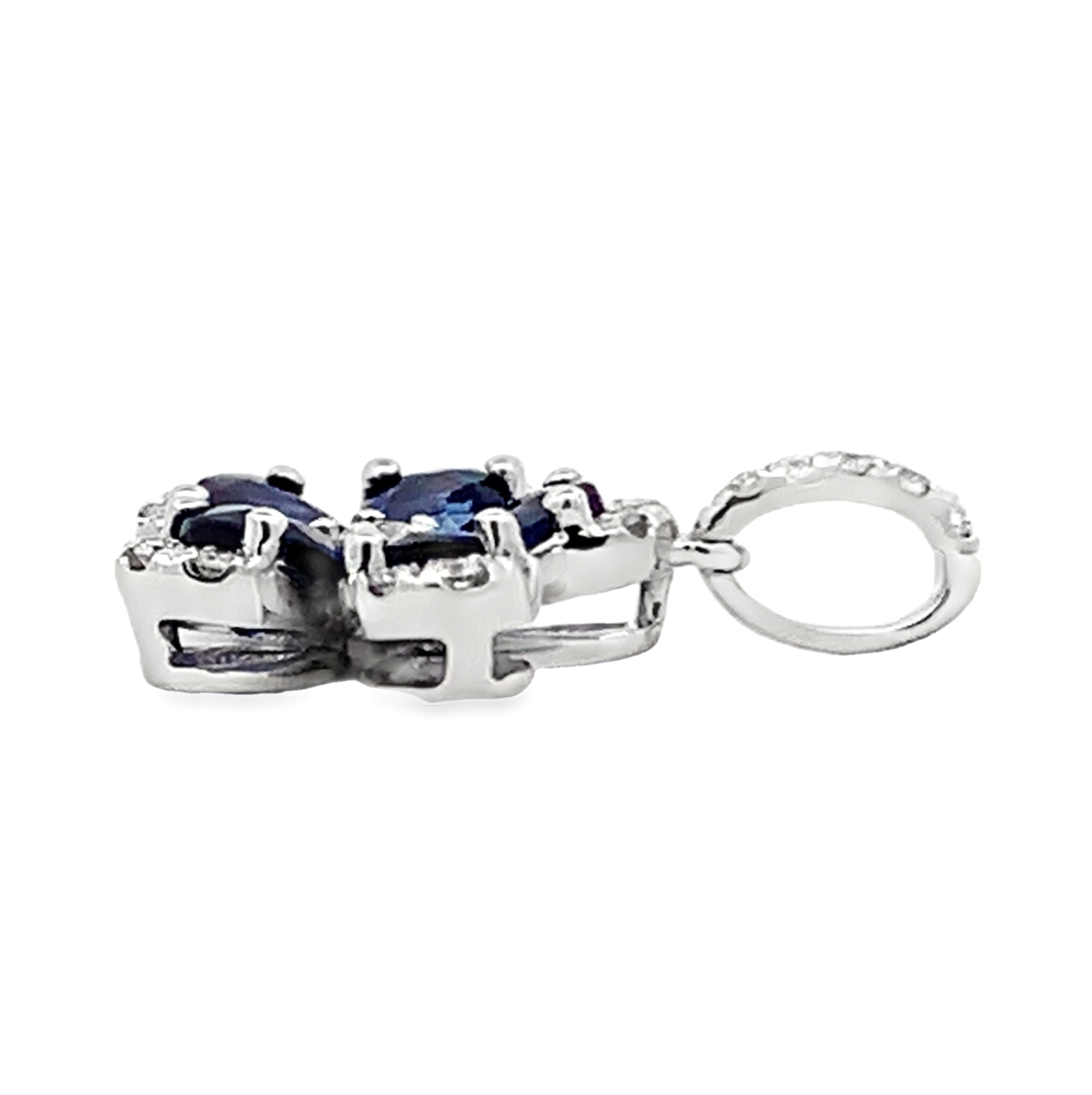 18K White Gold Sapphire and Diamond Flower Pendant