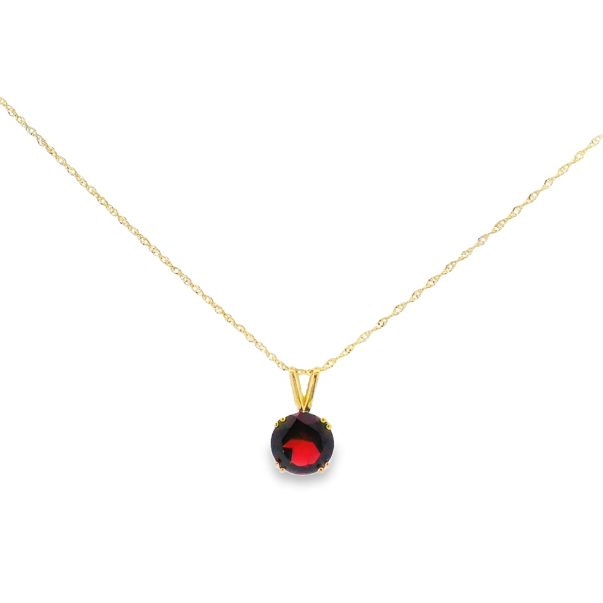 14K Yellow Gold Solitaire Garnet Pendant