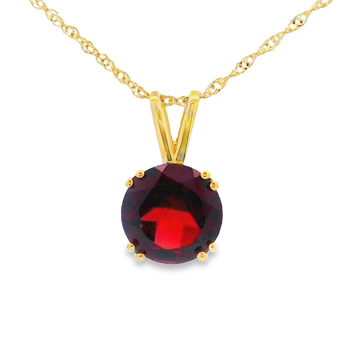 14K Yellow Gold Solitaire Garnet Pendant
