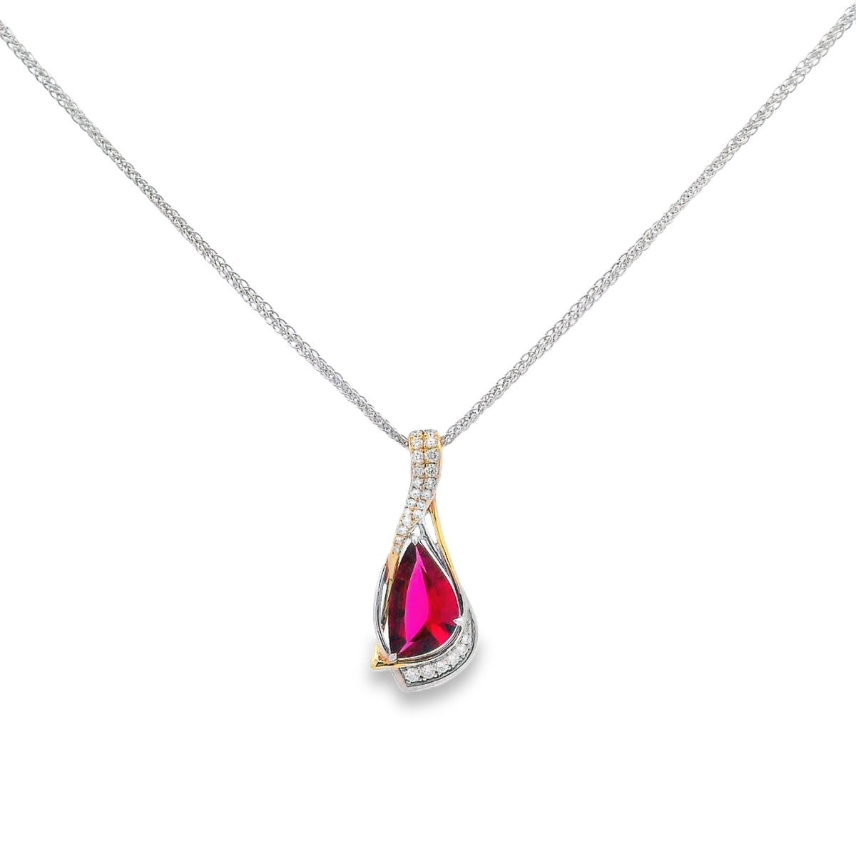 Simon G. 18K Two-Tone Rubellite Tourmaline & Diamond Freeform Twist Pendant