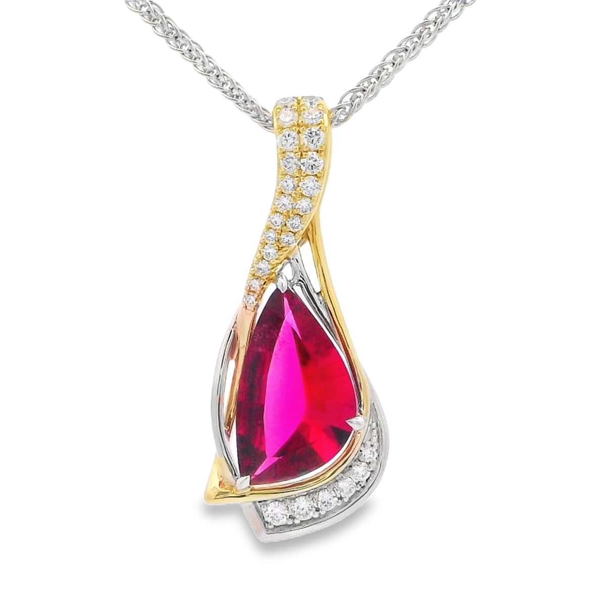 Simon G. 18K Two-Tone Rubellite Tourmaline & Diamond Freeform Twist Pendant