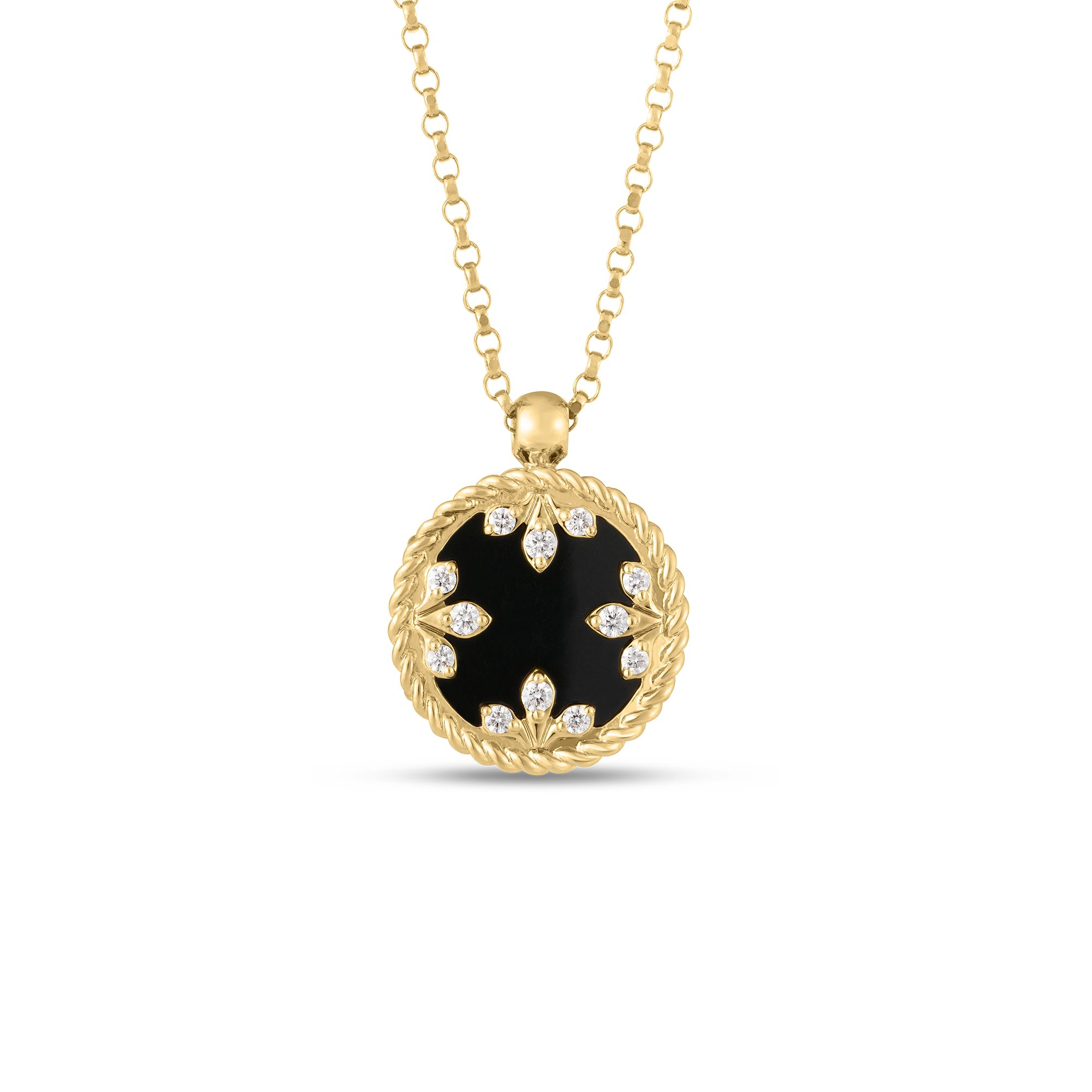Roberto Coin 18K Yellow Gold Small Black Jade Medallion Pendant