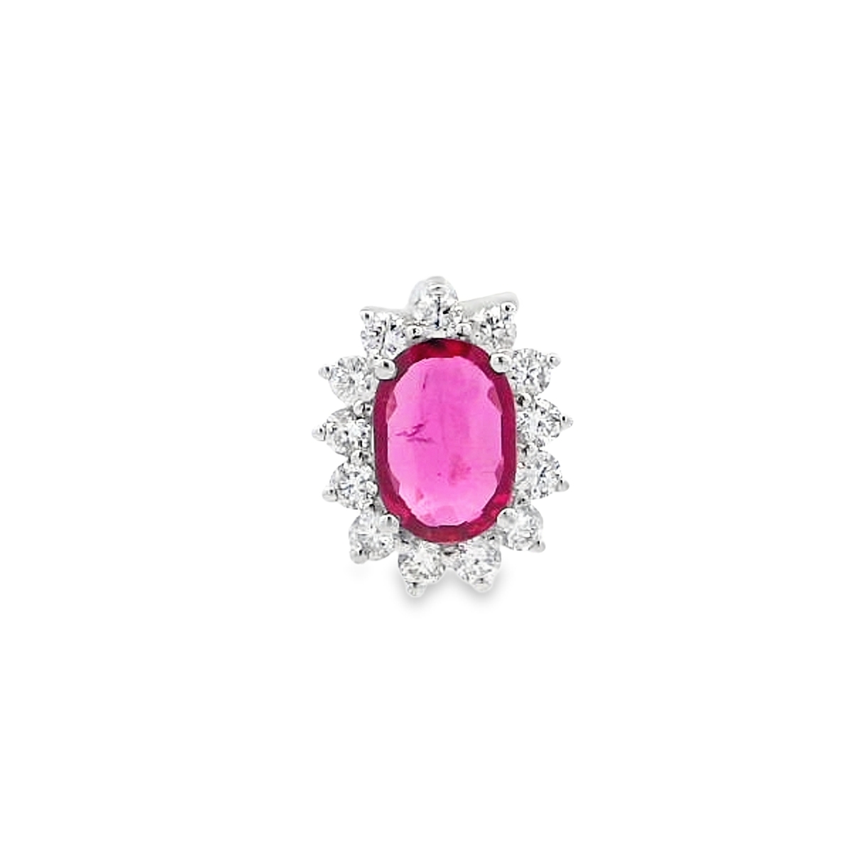 18K White Gold Ruby and Diamond Oval Slide Pendant
