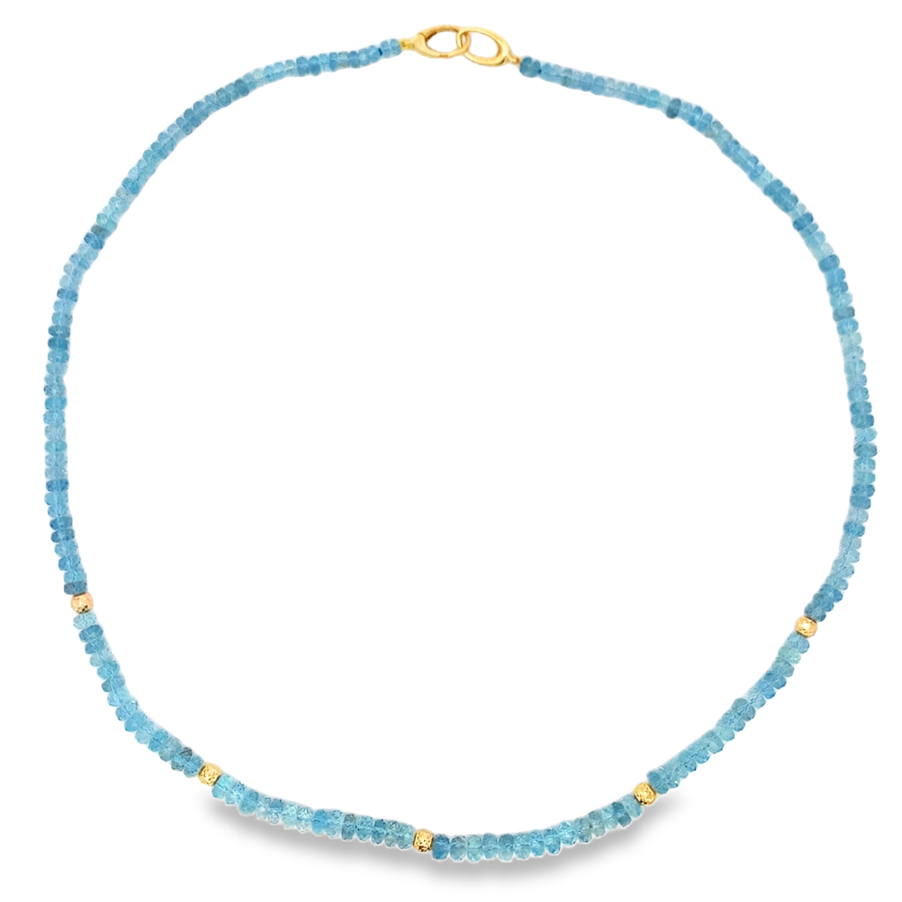 Lauren K 18K Yellow Gold Aquamarine Bead Strand