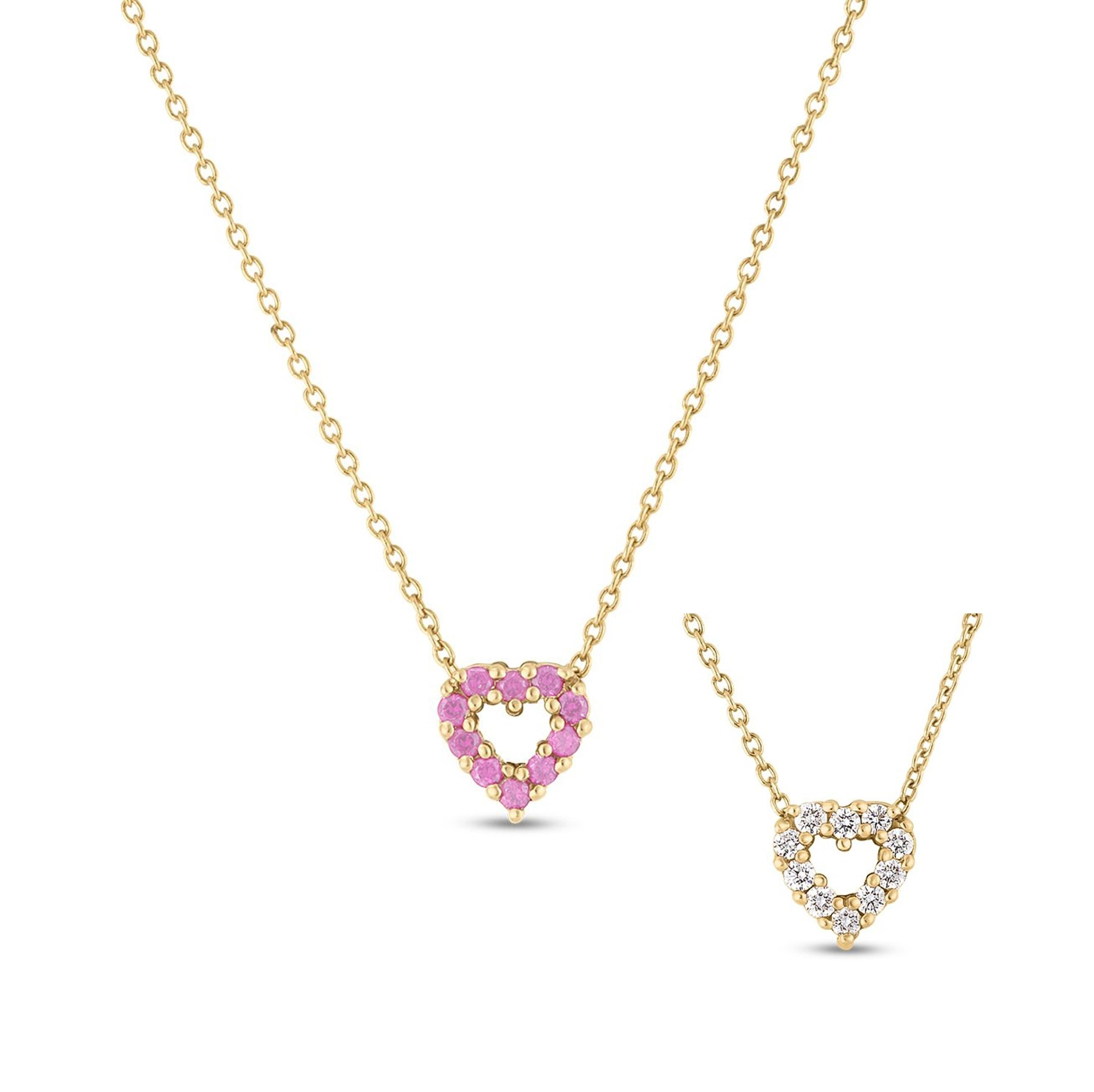 Roberto Coin 18K White Gold Reversible Pink Sapphire & Diamond Heart Necklace