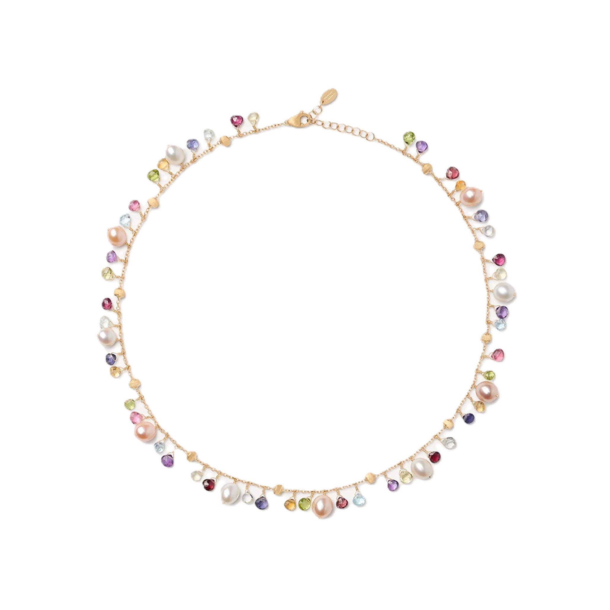 Marco Bicego 18K Single-Strand Gemstone Necklace with Freshwater Pearls