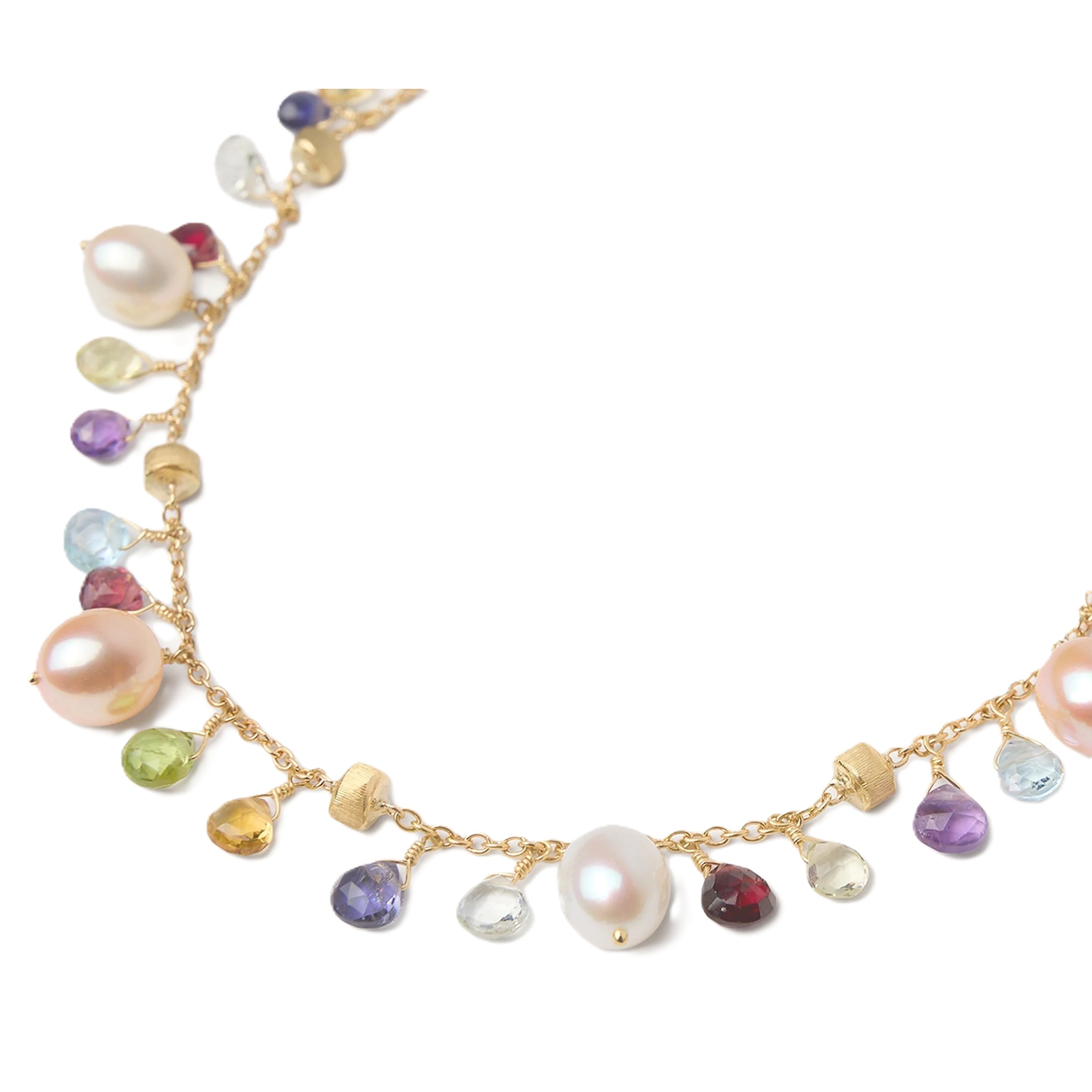 Marco Bicego 18K Single-Strand Gemstone Necklace with Freshwater Pearls