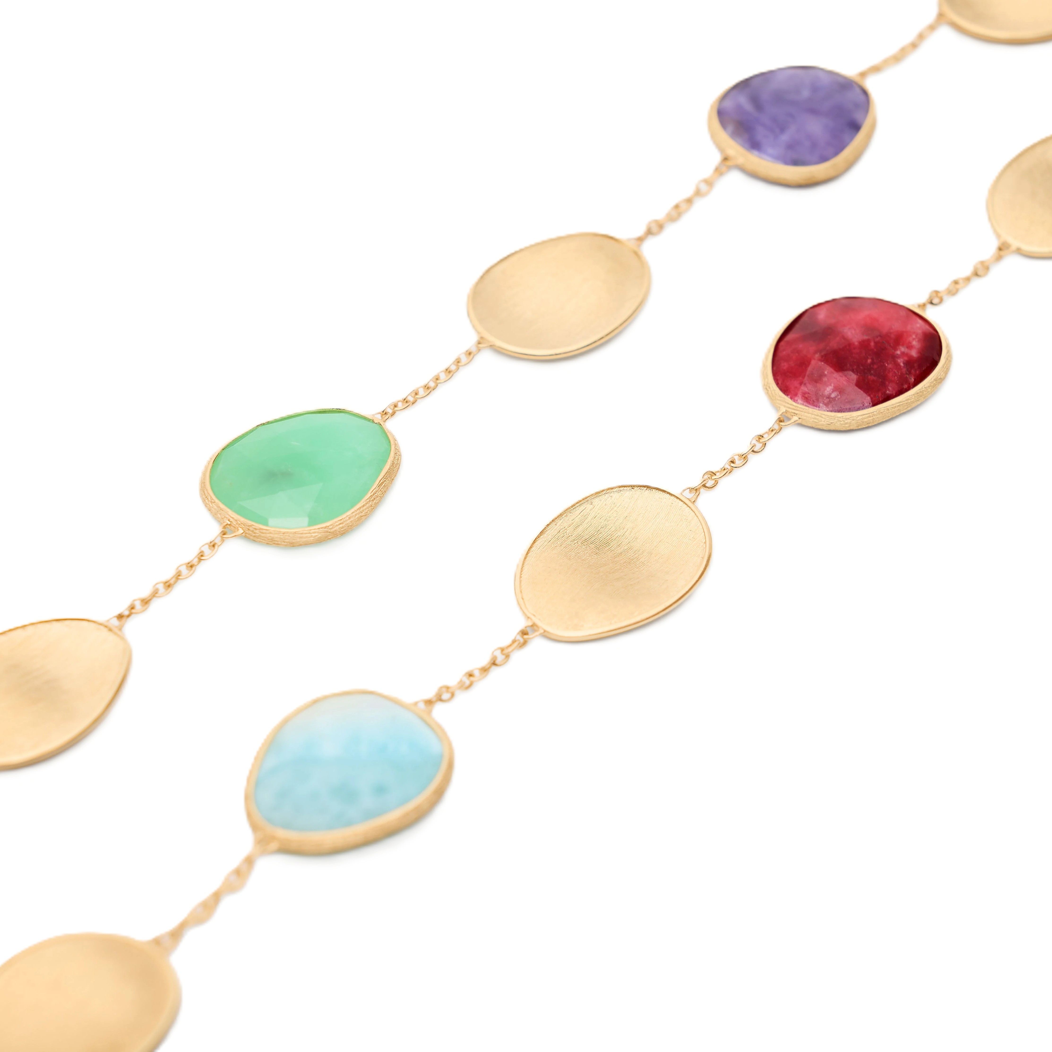 Marco Bicego 18K Lunaria Mixed Gemstones and Gold Leaves Long Necklace