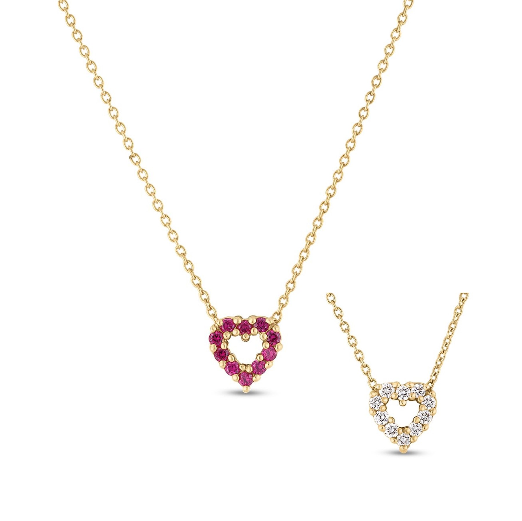 Roberto Coin 18K Yellow Gold Reversible Ruby & Diamond Heart Necklace