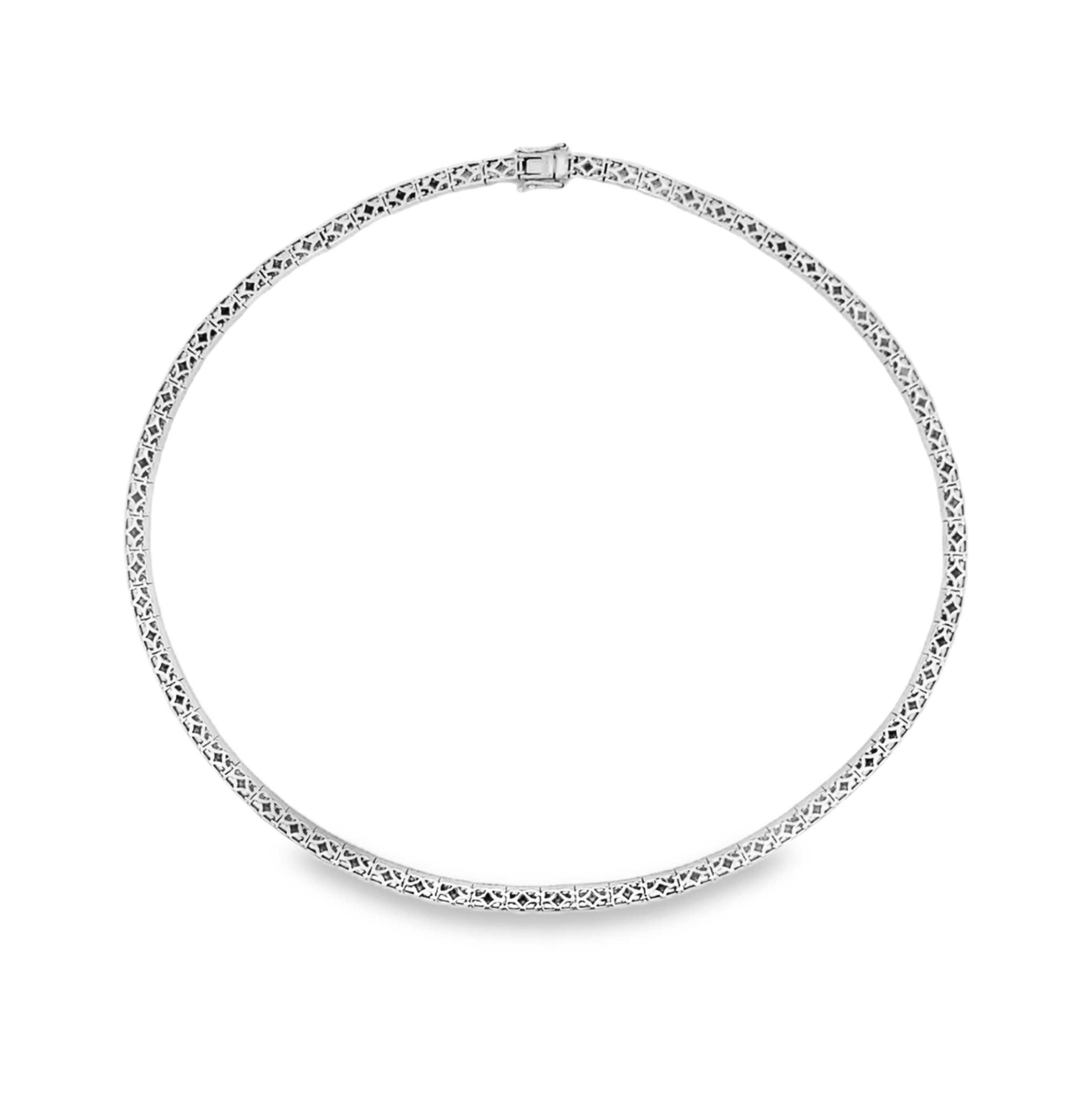 18K White Gold Fancy Sapphire and Diamond Necklace