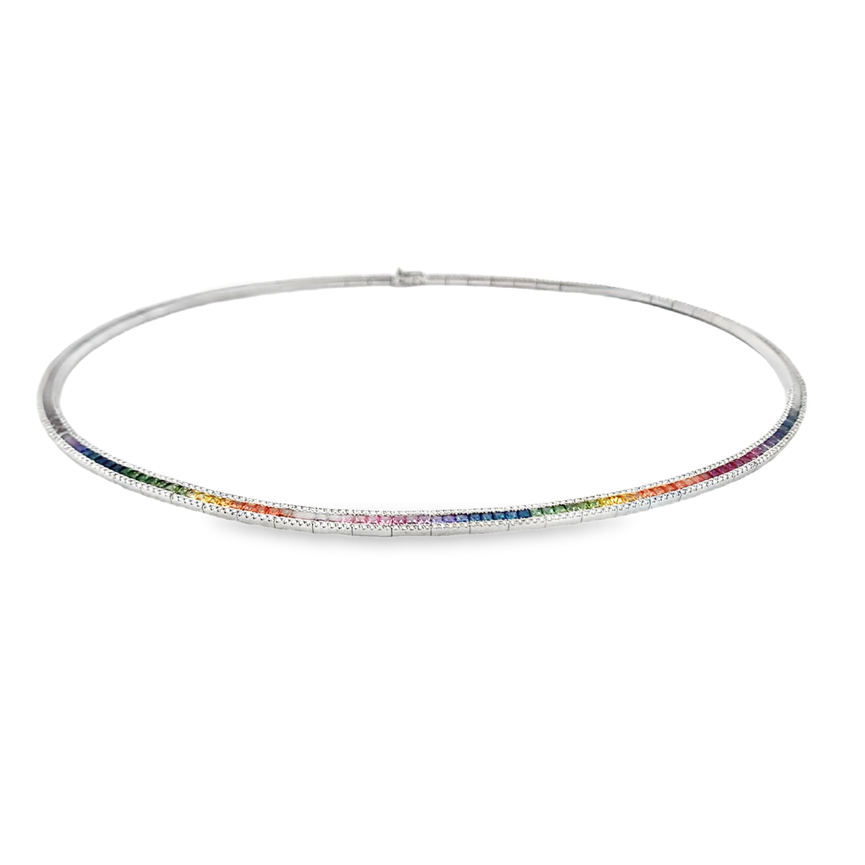 18K White Gold Fancy Sapphire and Diamond Necklace