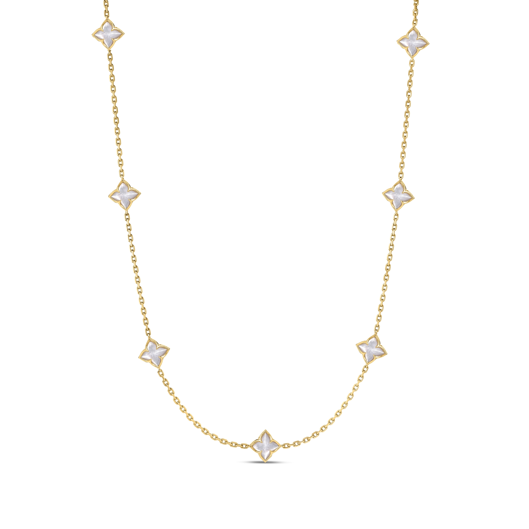 Roberto Coin 18K Yellow Gold Venetian Princess Carnival Mother of Pearl Flower Station Necklace 18
