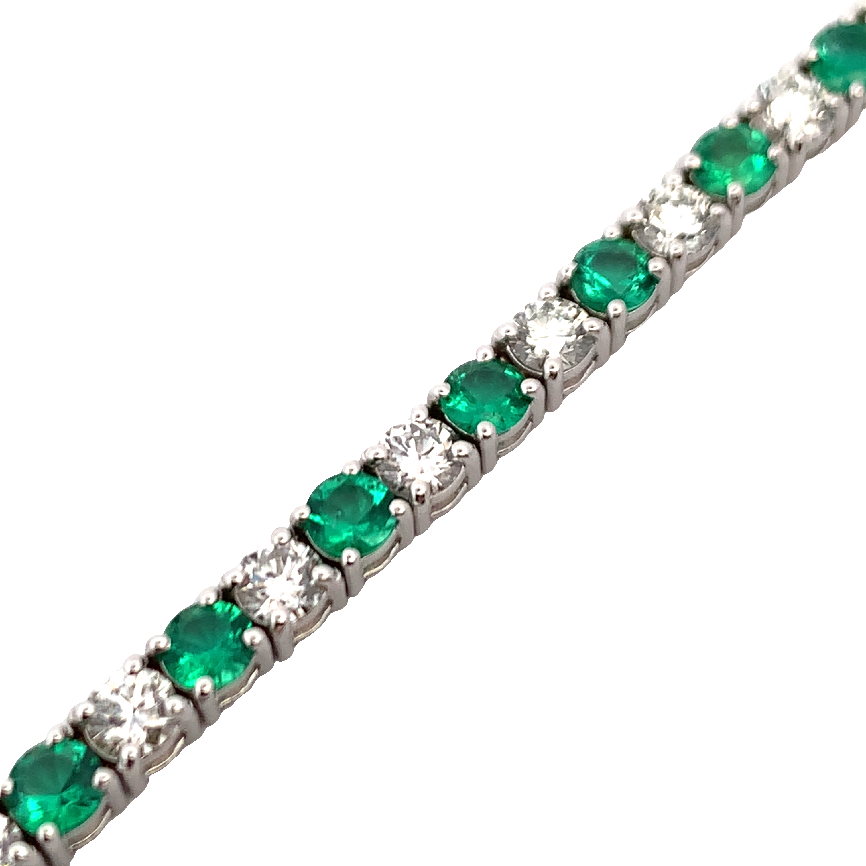 18K White Gold Diamond and Emerald Necklace