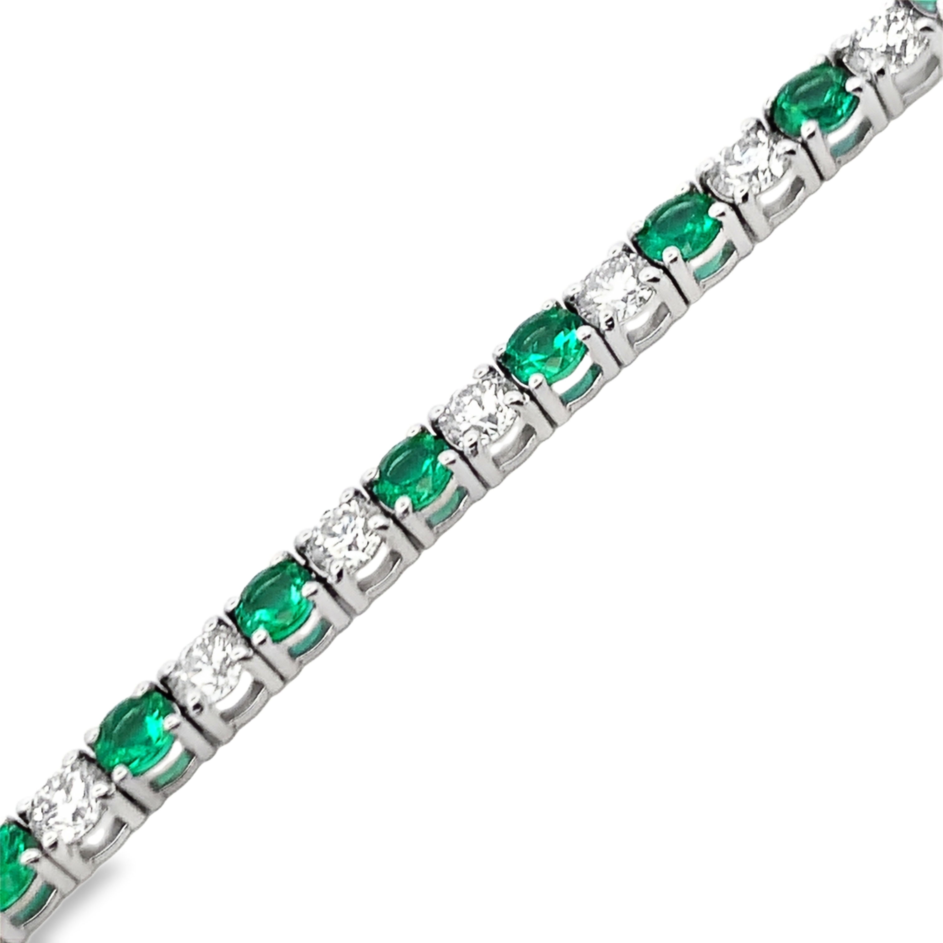 18K White Gold Diamond and Emerald Necklace