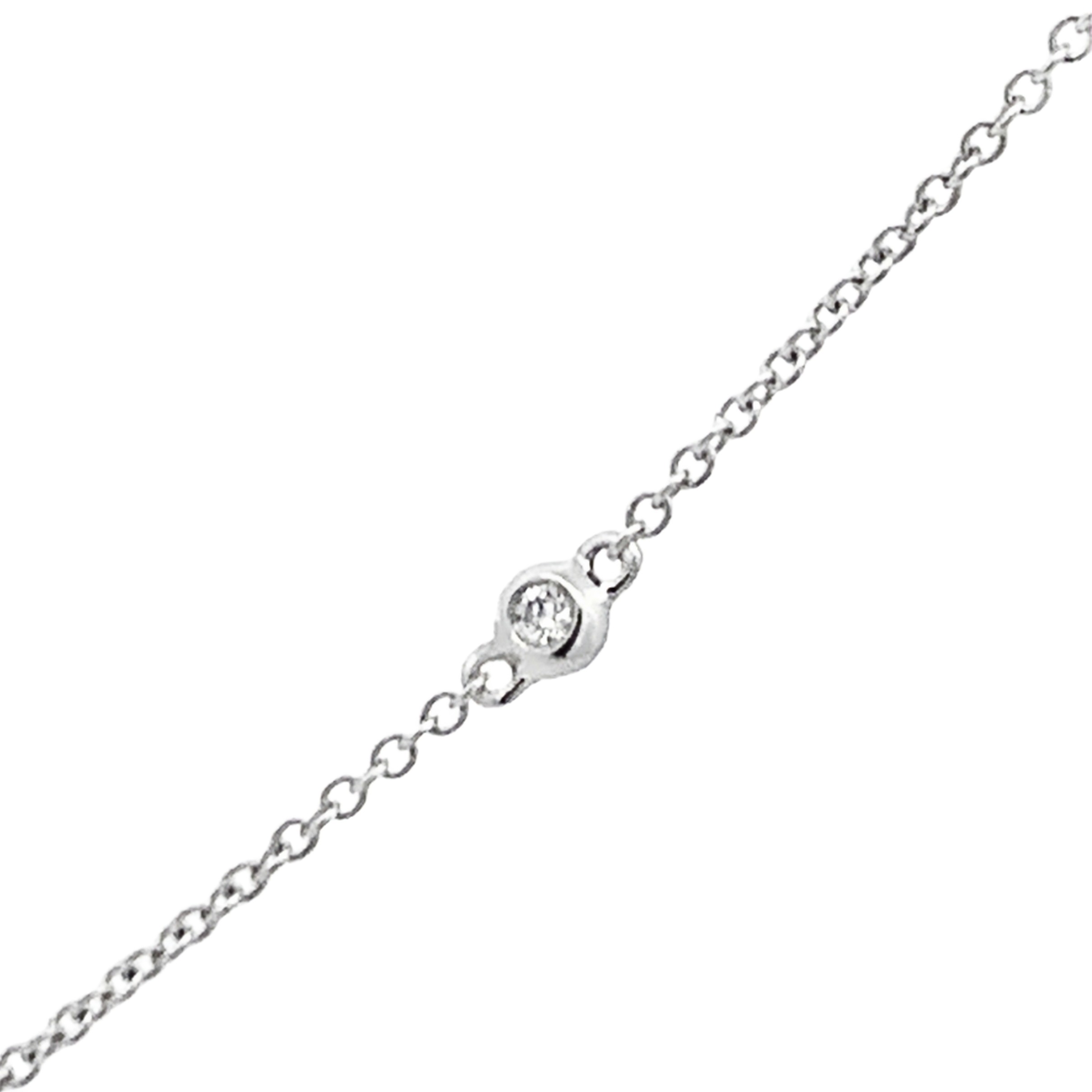 18K White Gold Diamond and Ruby Flower and Bezel-Set Diamond Station Necklace